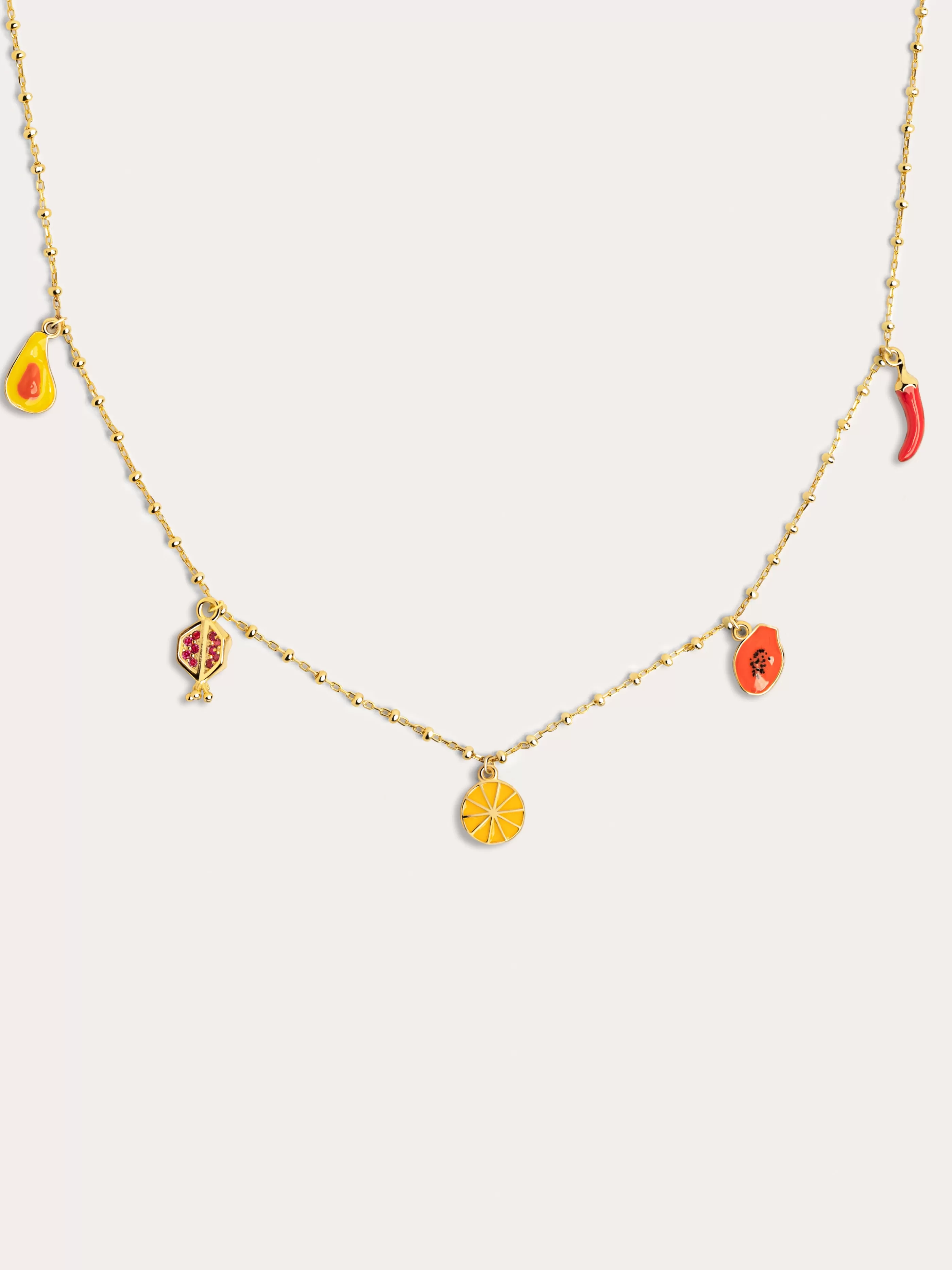 SINGULARU Collar Tropical Picnic Plata Bano Oro- Collares De Colores