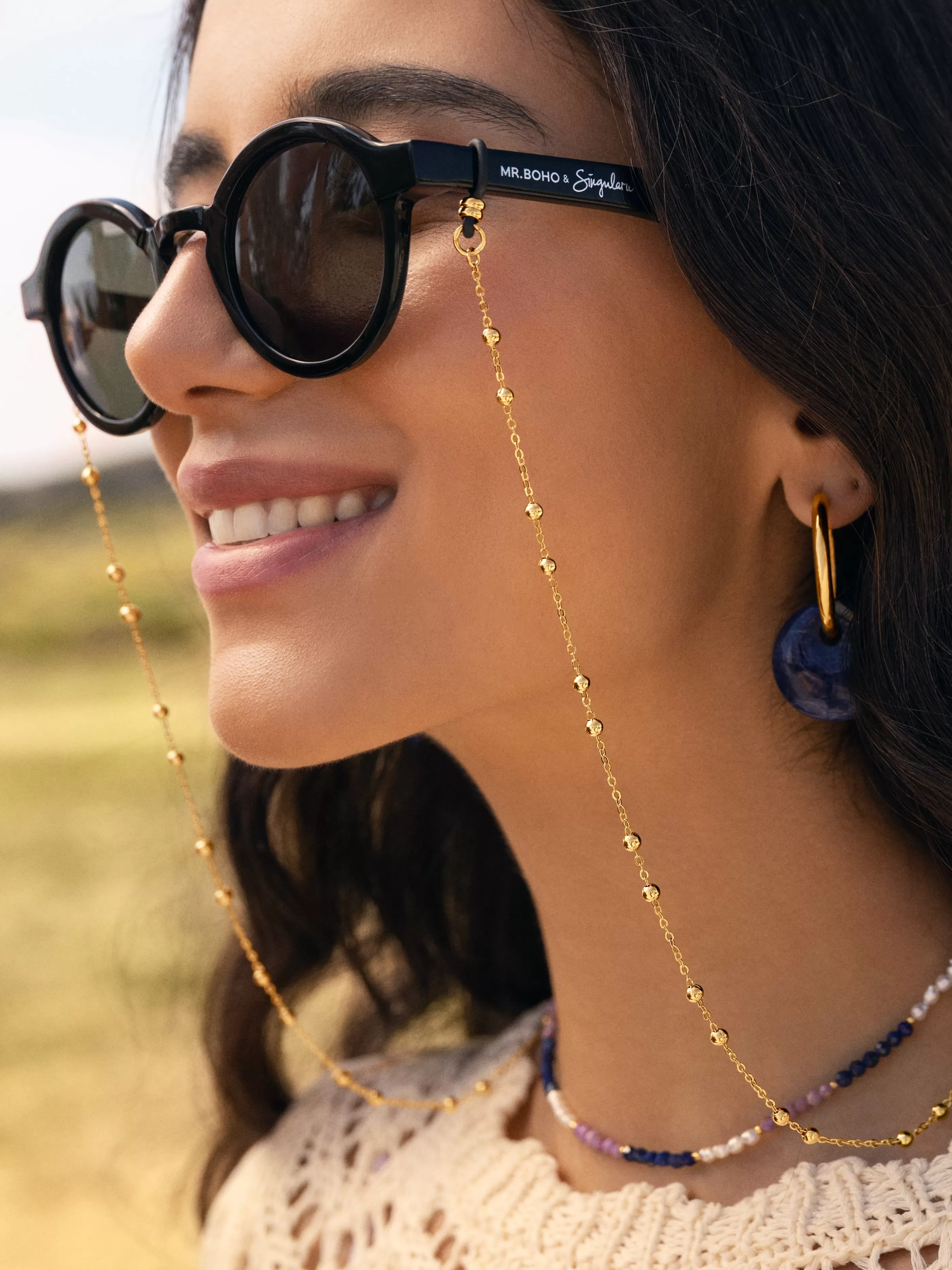 SINGULARU Correa Gafas Dots Malibu Bano Oro- Accesorios