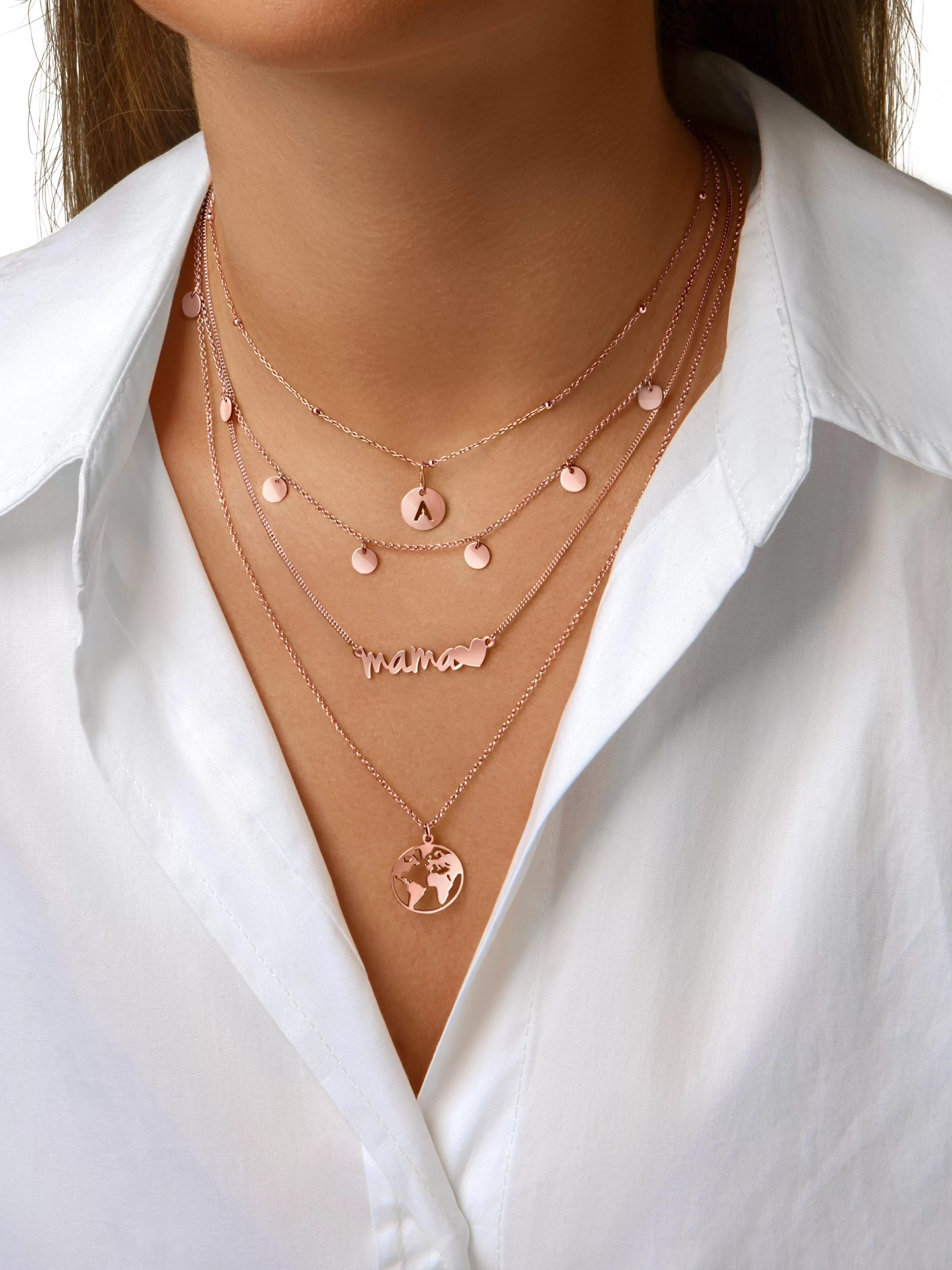 SINGULARU Mini Medallion Letter Plata Bano Oro Rosa- Charms Para Collares