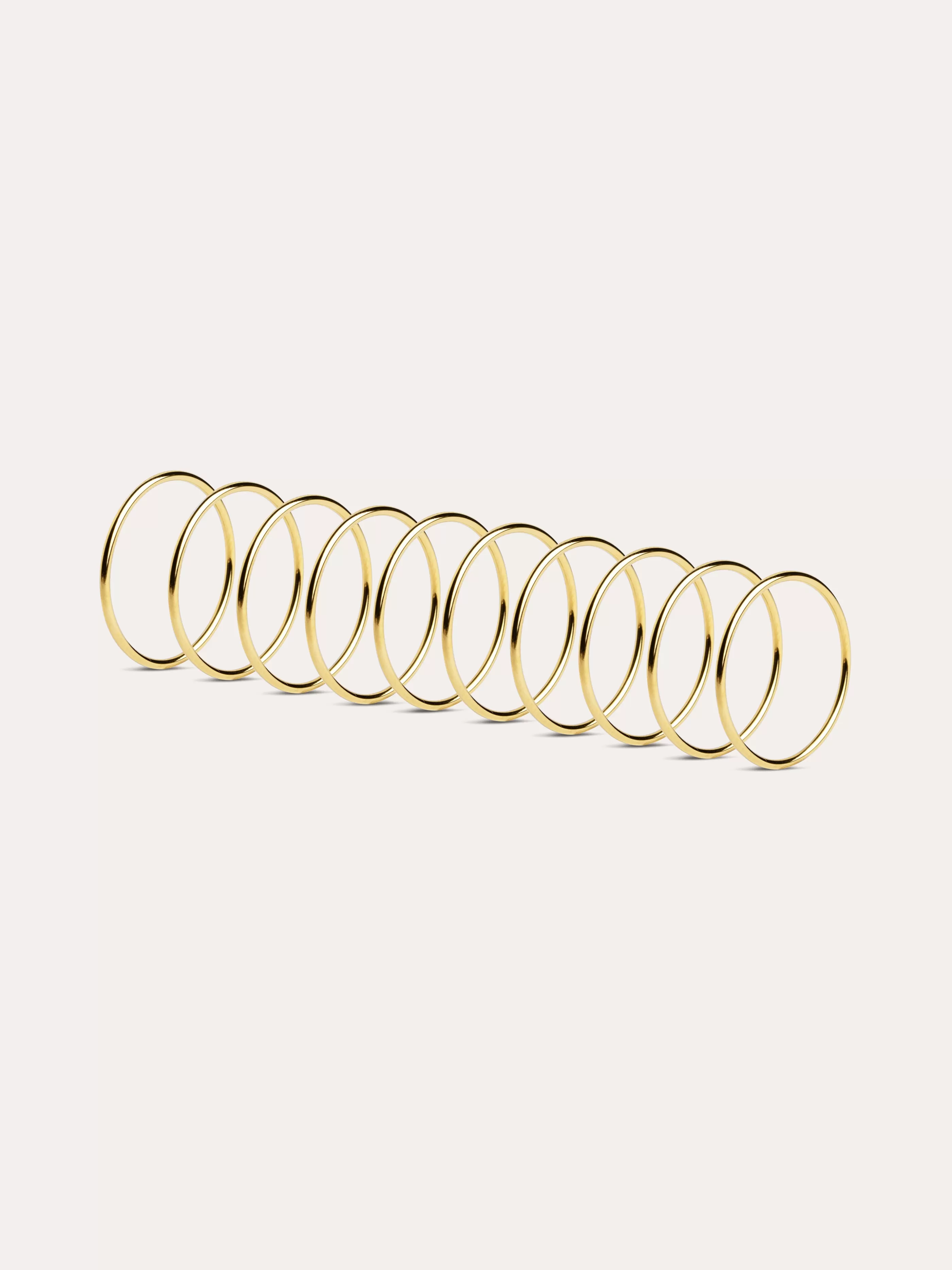 SINGULARU Pack 10 Anillos Helena Bano Oro- Anillos Con Talla