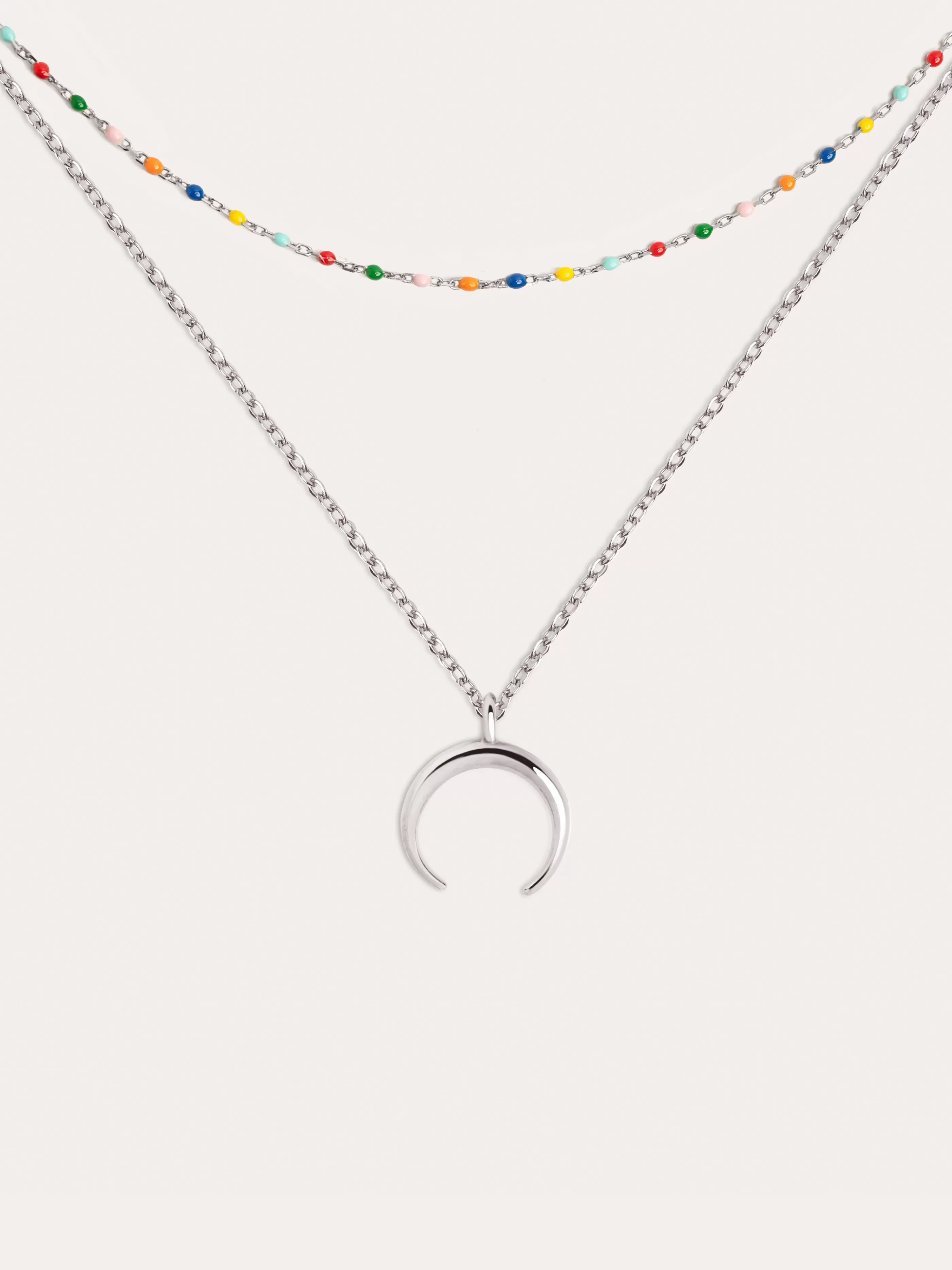 SINGULARU Pack 2 Collares Dots Colors Enamel + Moonset Plata- Packs Collares