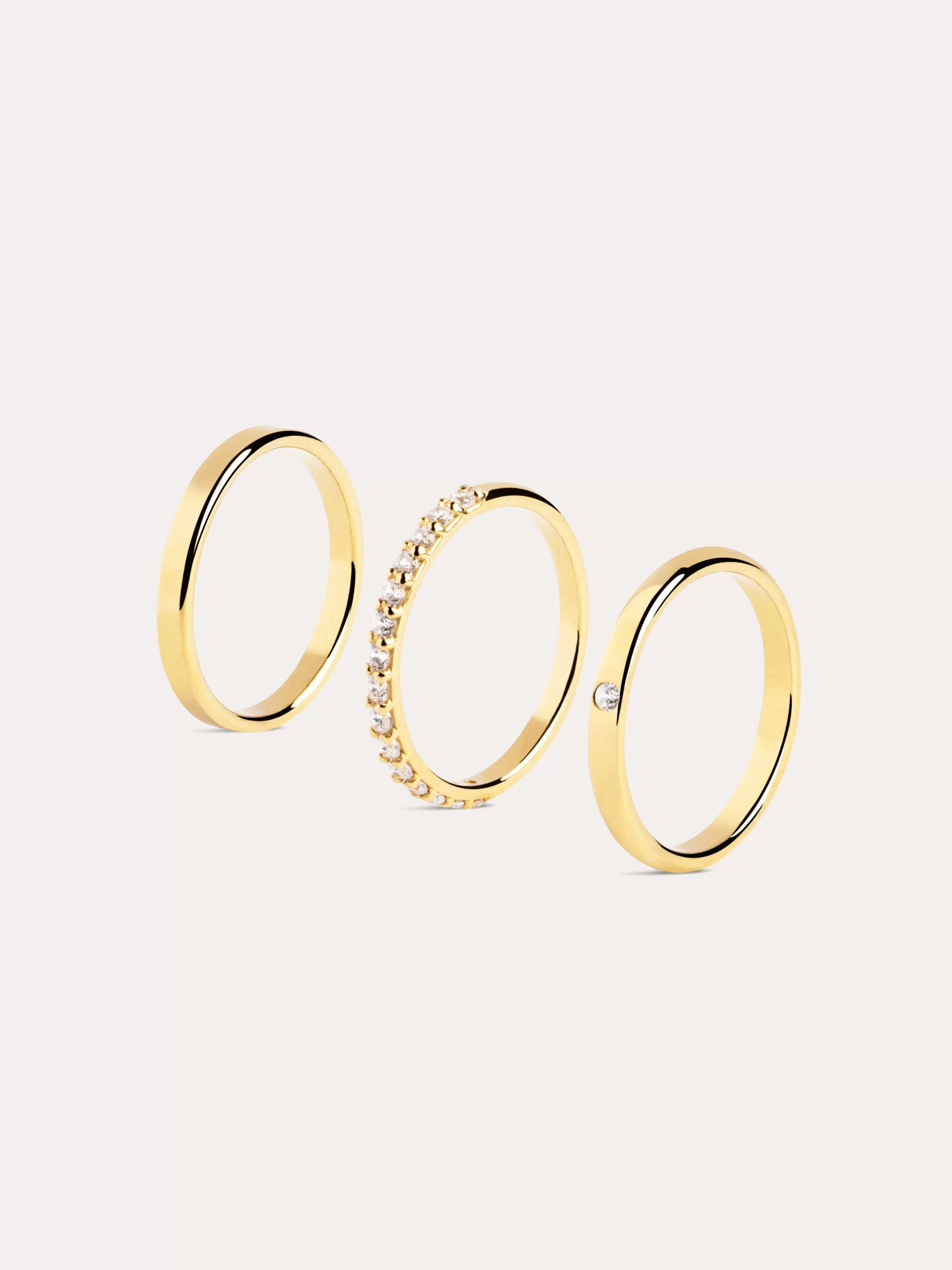SINGULARU Pack 3 Anillos Choices Bano Oro- Anillos Con Talla