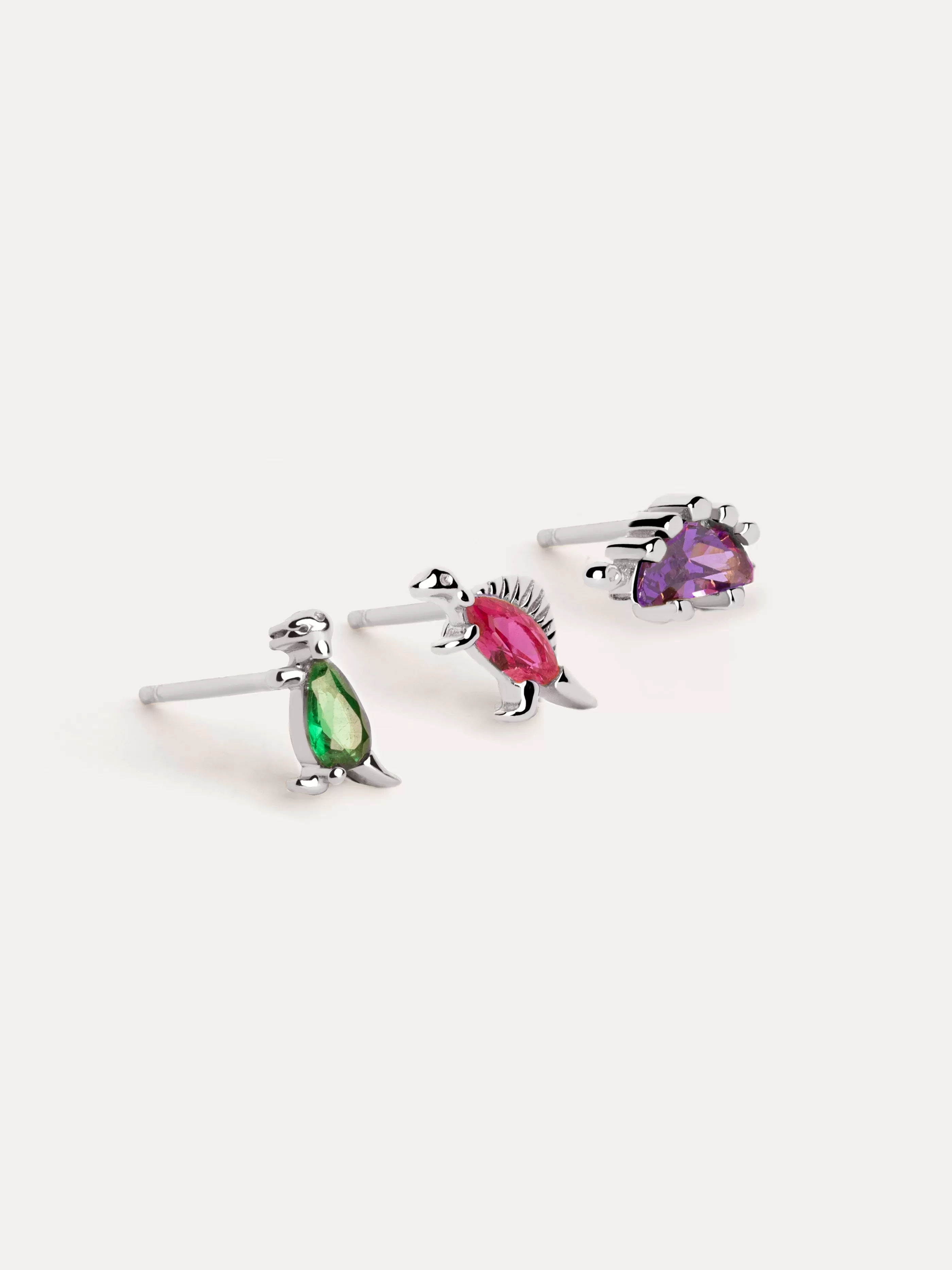 SINGULARU Pack 3 Pendientes Dino Park Plata- Packs Pendientes