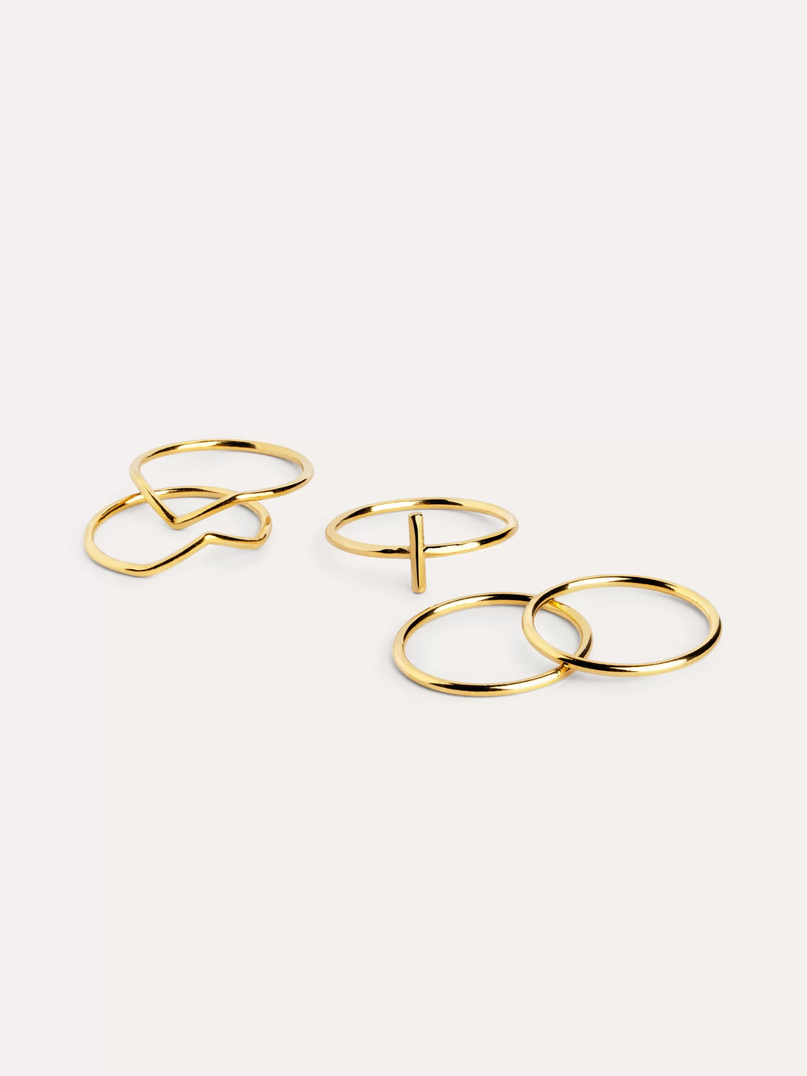 SINGULARU Pack 5 Anillos Nefertiti Bano Oro- Anillos Con Talla