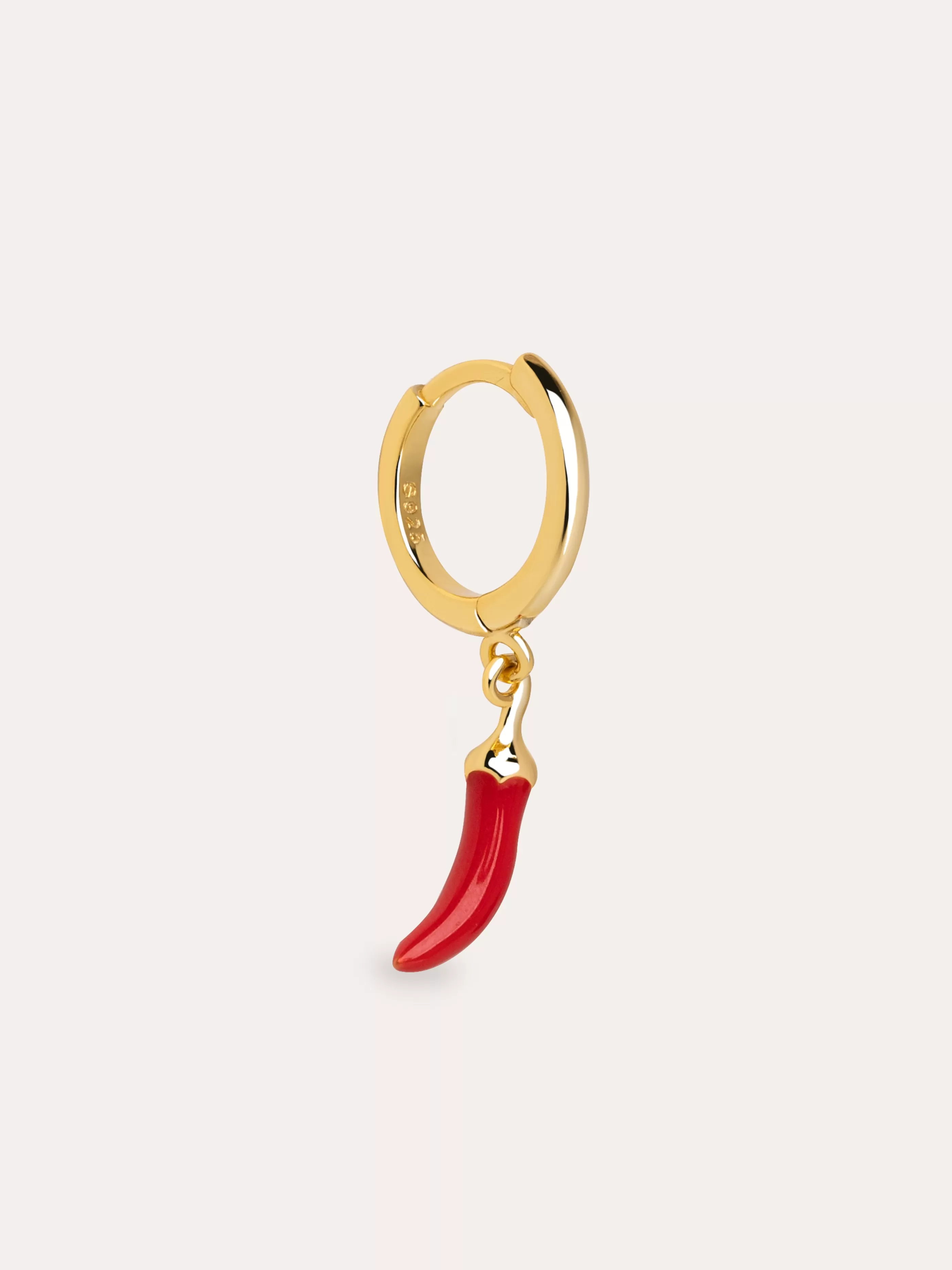 SINGULARU Pendiente Suelto Aro Chili Enamel Plata Bano Oro- Pendientes Sueltos