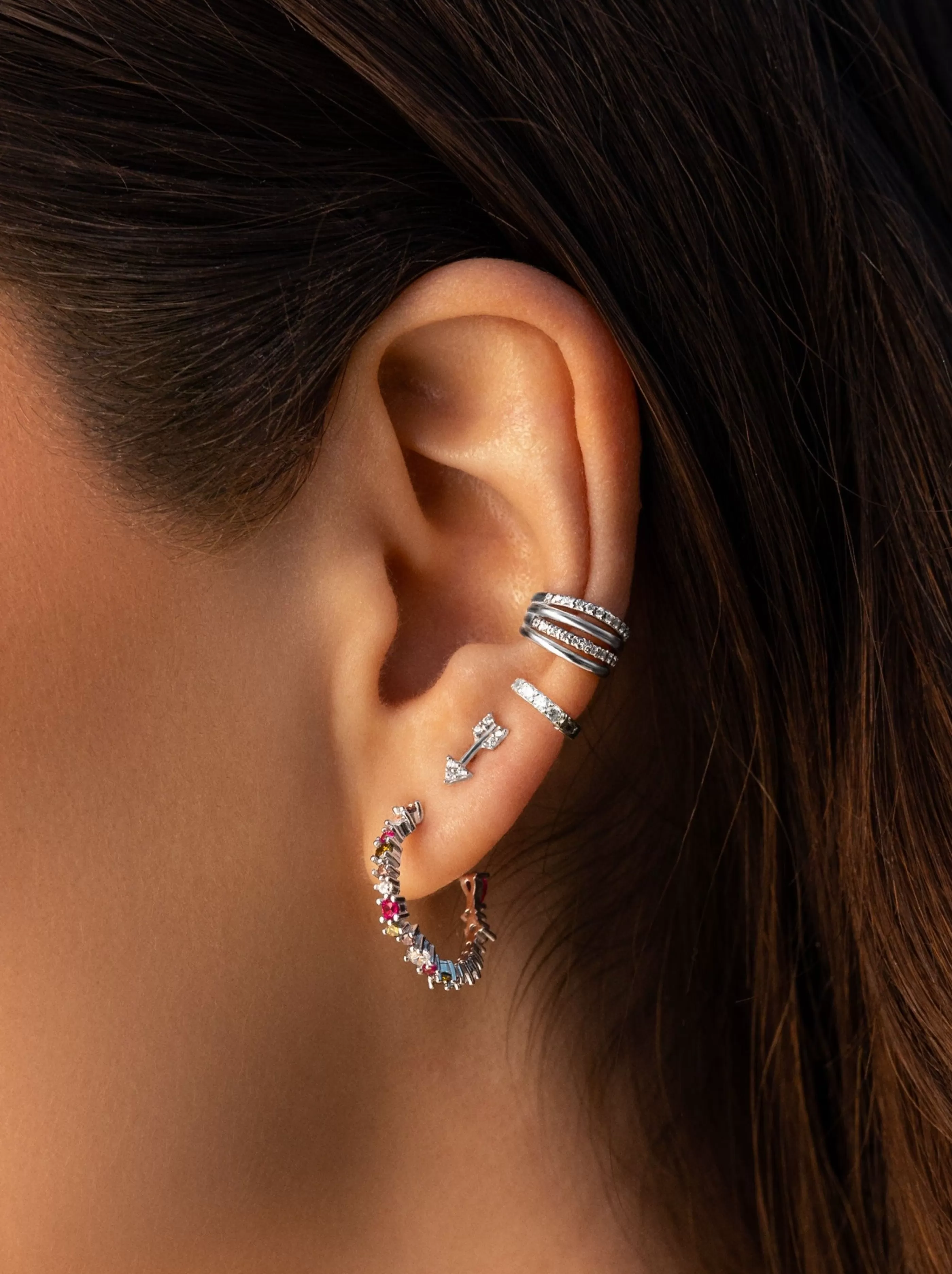SINGULARU Pendiente Suelto Arrow Sparks Plata- Pendientes Sueltos
