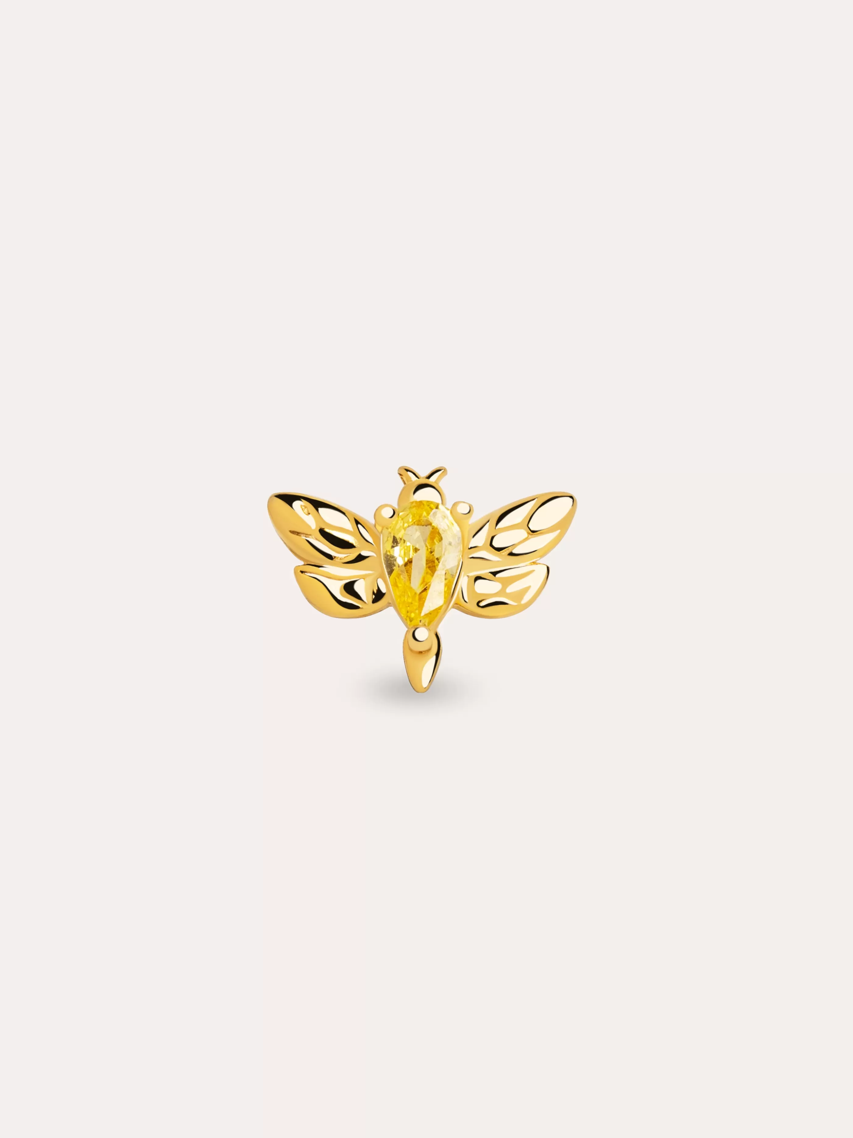 SINGULARU Pendiente Suelto Bug Bee Plata Bano Oro- Pendientes Sueltos