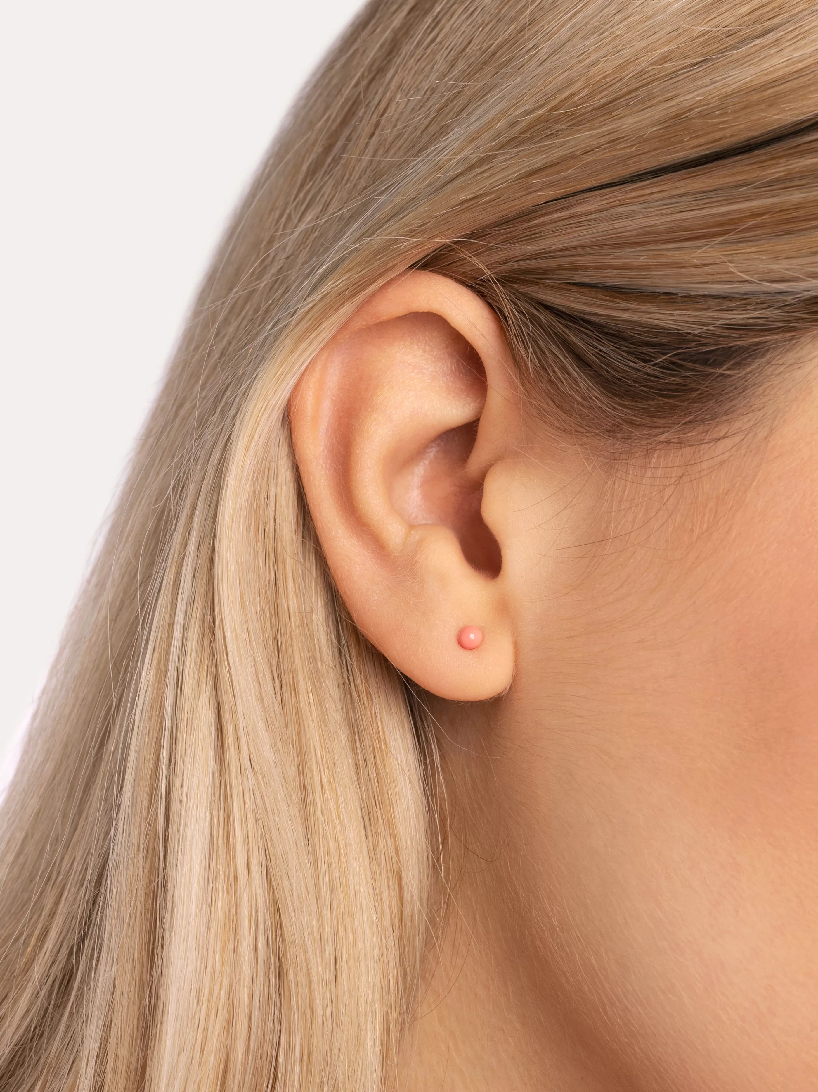 SINGULARU Pendiente Suelto Dot Rose Enamel Plata Bano Oro- Pendientes De Colores