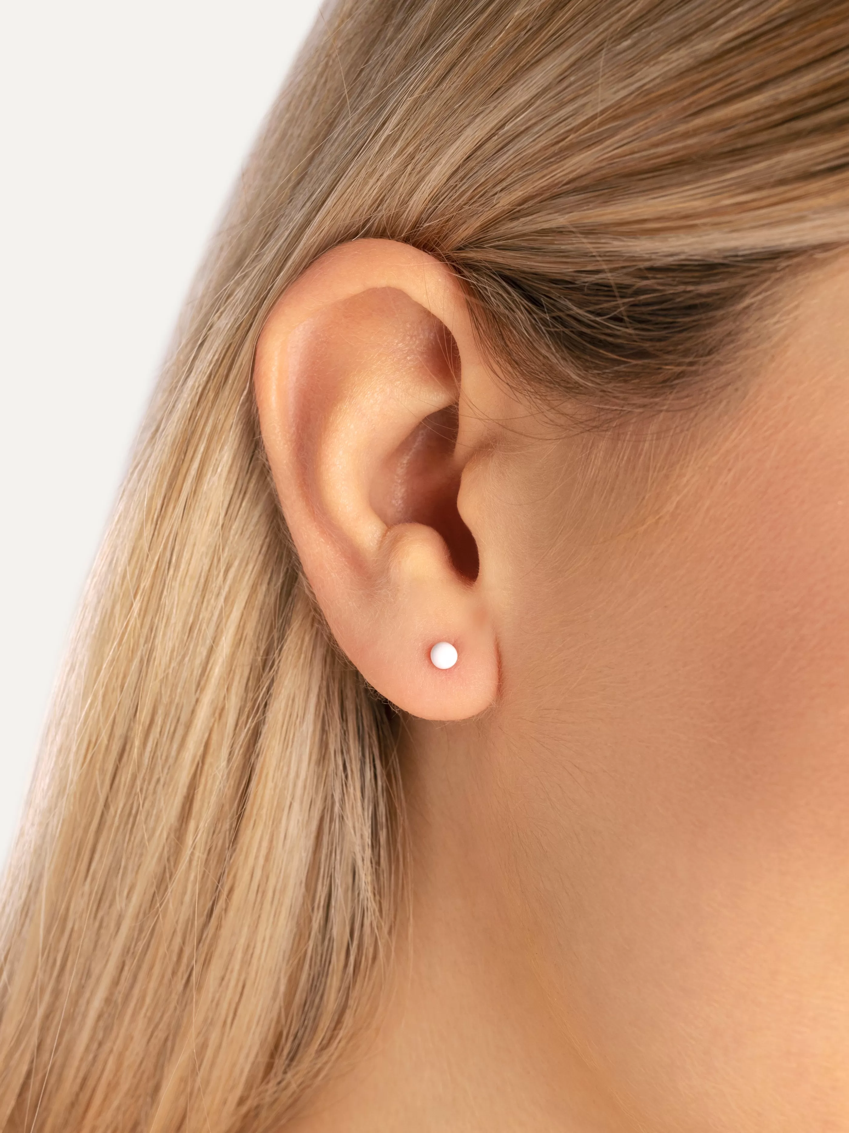 SINGULARU Pendiente Suelto Dot White Enamel Plata Bano Oro- Pendientes De Colores