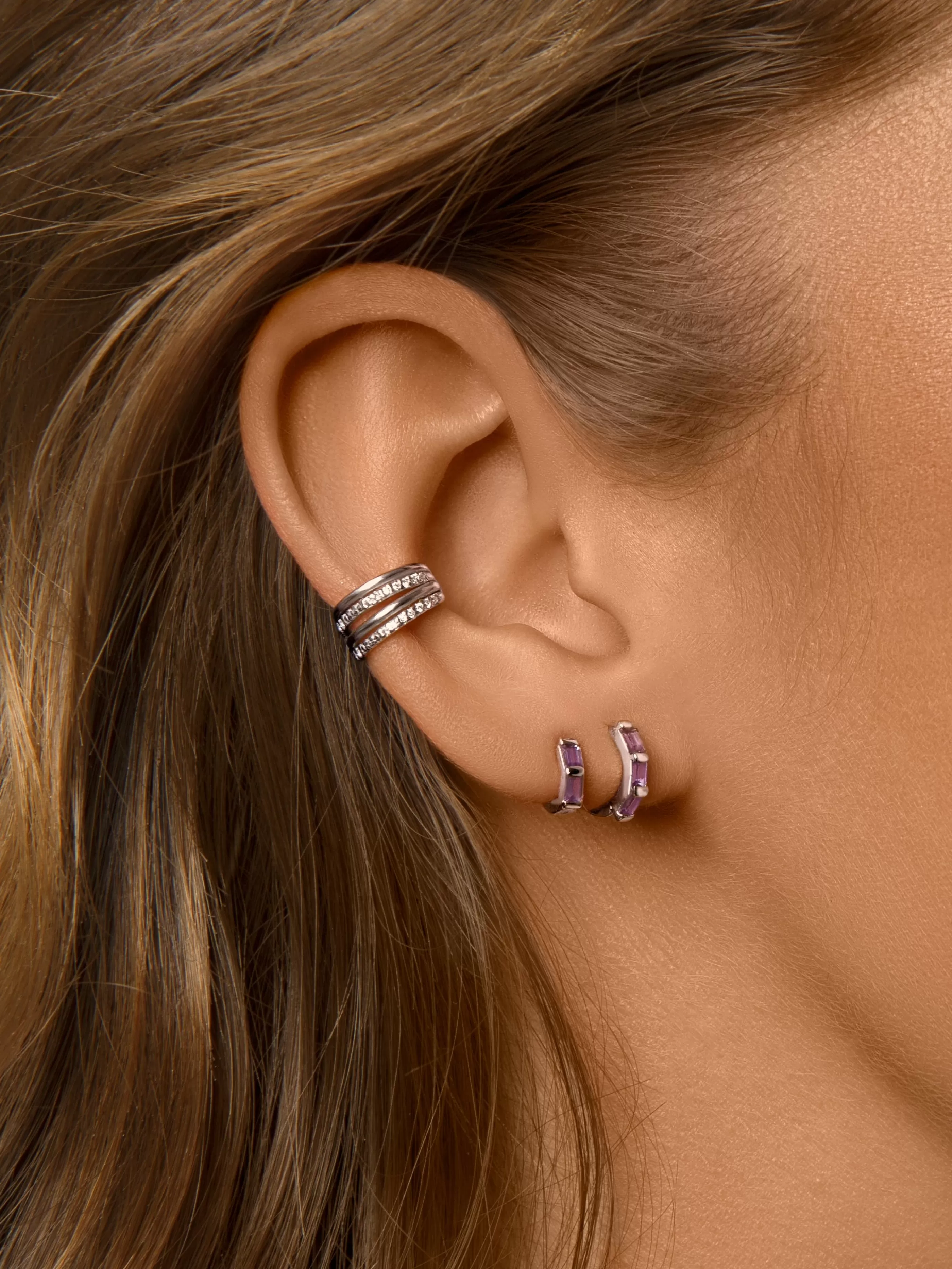 SINGULARU Pendiente Suelto Ear Cuff Clam Plata- Pendientes Sueltos