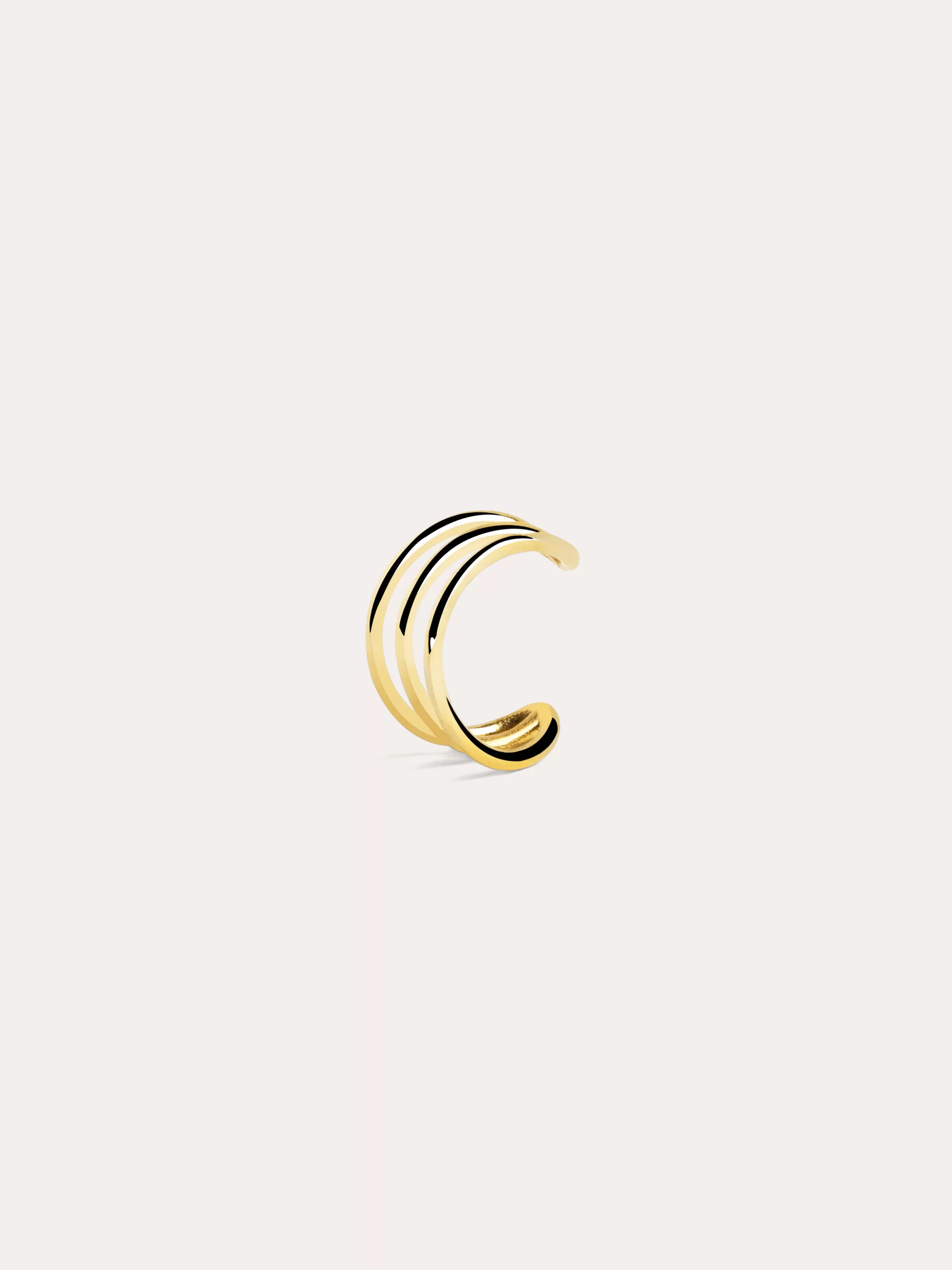 SINGULARU Pendiente Suelto Ear Cuff Triple Plata Bano Oro- Pendientes Sueltos