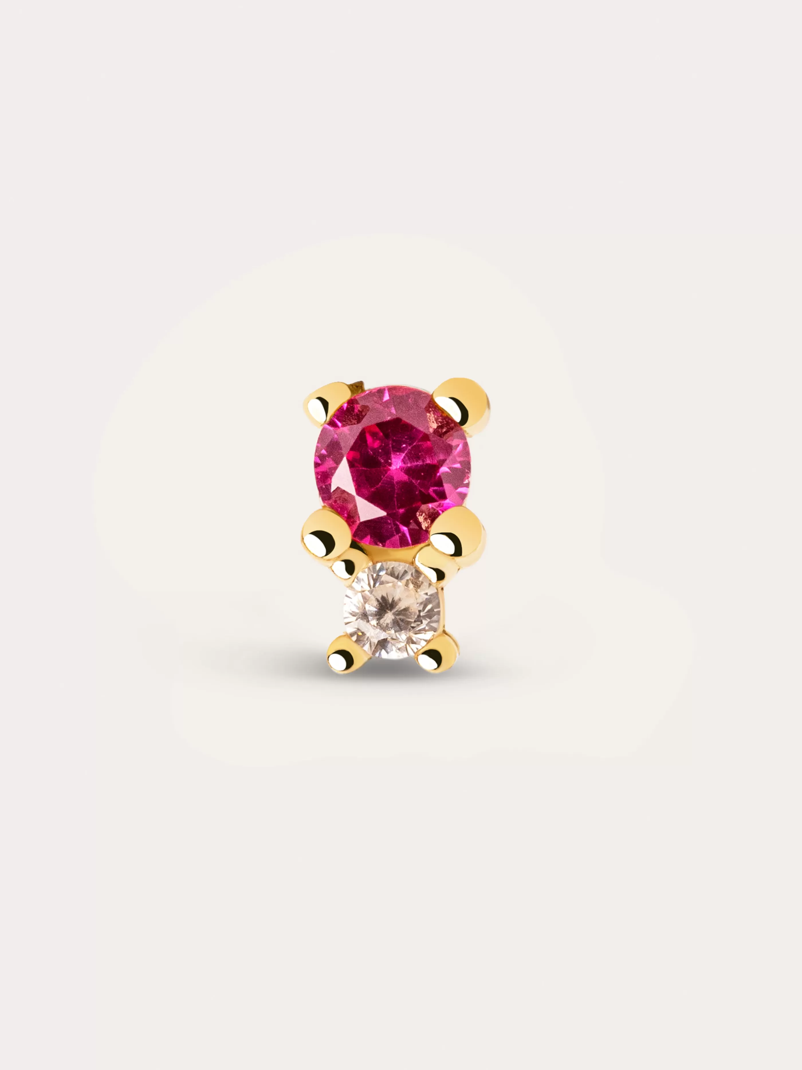 SINGULARU Pendiente Suelto Ellie Raspberry Plata Bano Oro- Pendientes Sueltos