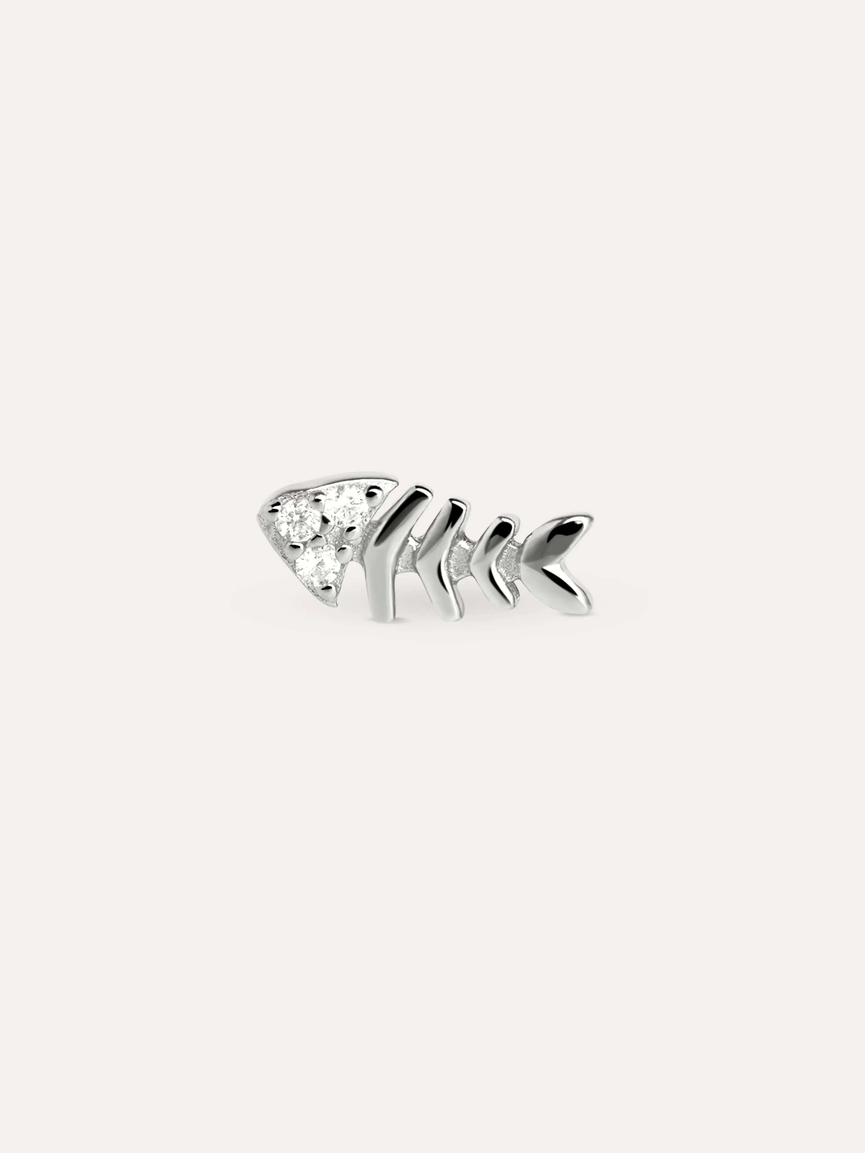 SINGULARU Pendiente Suelto Fishbone Spark Plata- Pendientes Sueltos