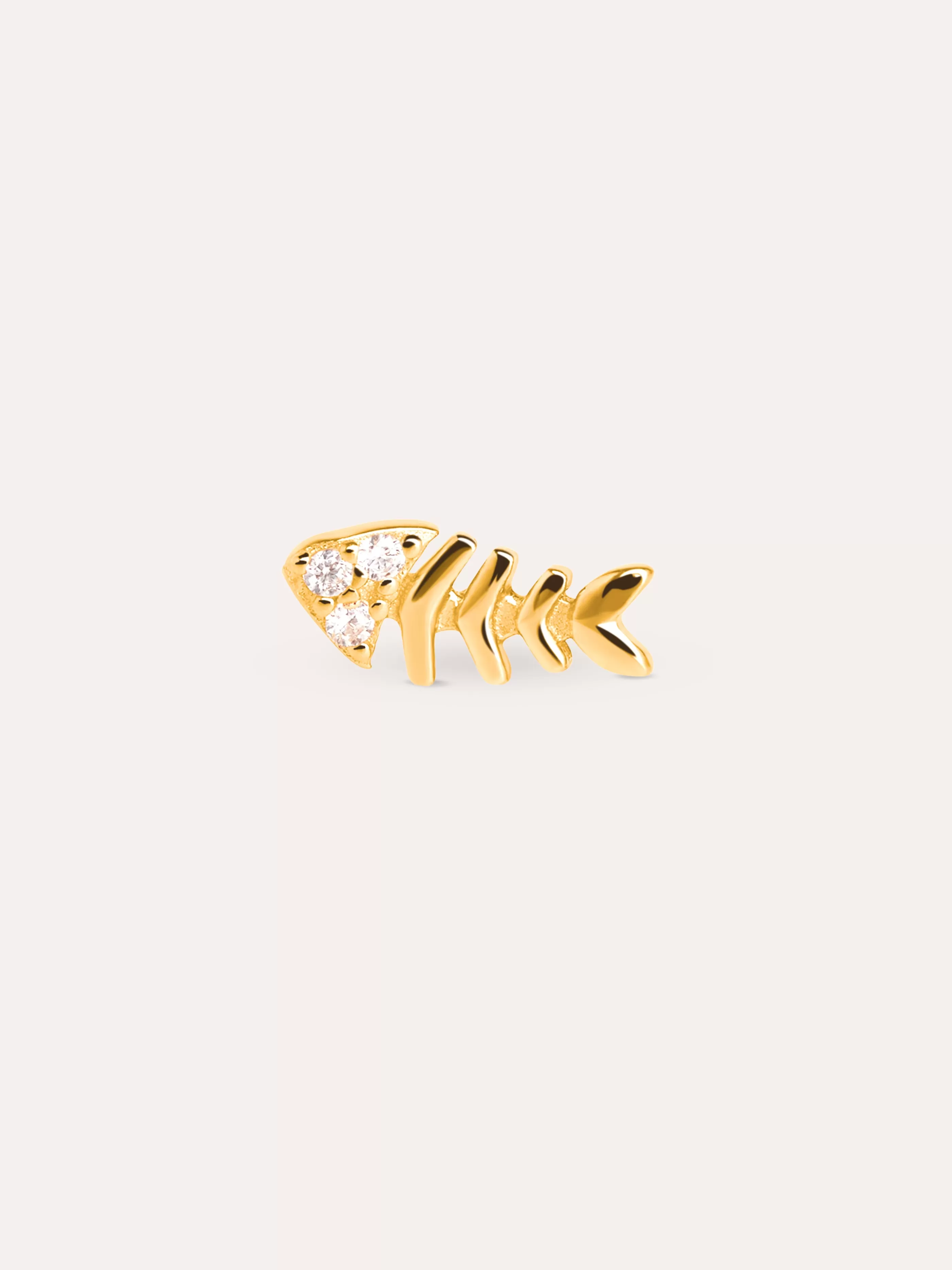 SINGULARU Pendiente Suelto Fishbone Spark Plata Bano Oro- Pendientes Sueltos