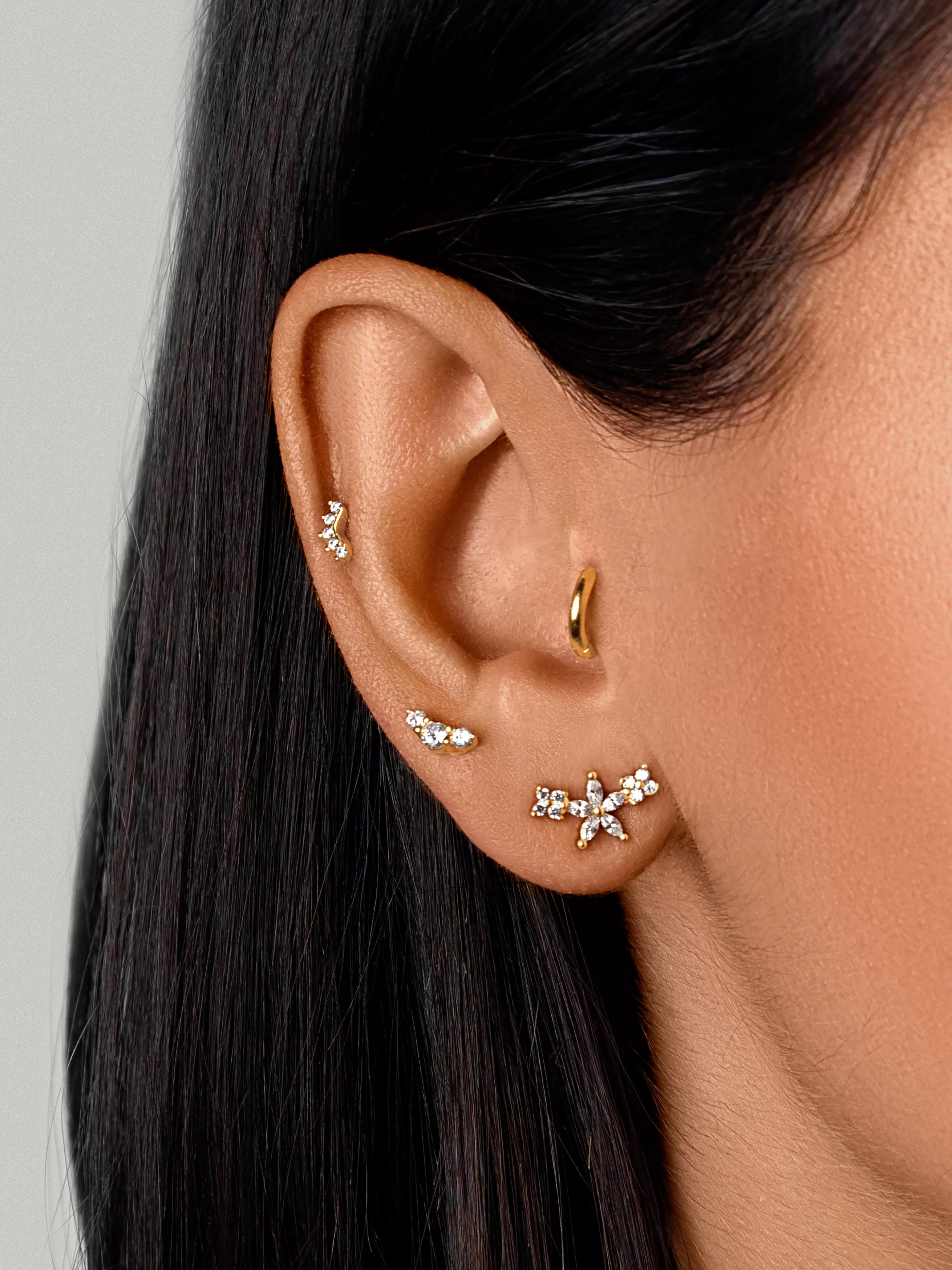 SINGULARU Pendiente Suelto Freesia Spark Plata Bano Oro- Pendientes Sueltos