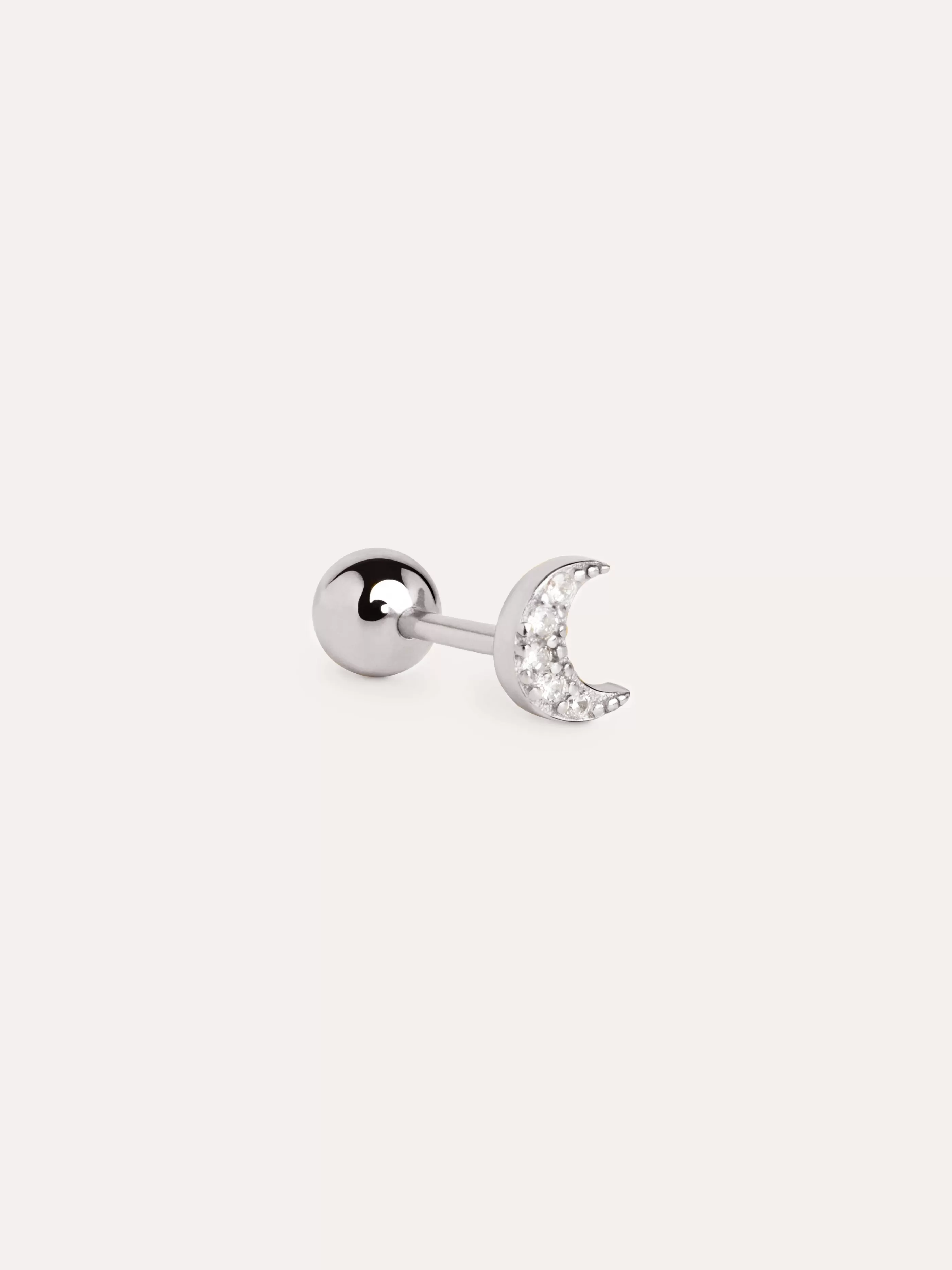 SINGULARU Pendiente Suelto Mini Moon Spark Plata- Pendientes Sueltos