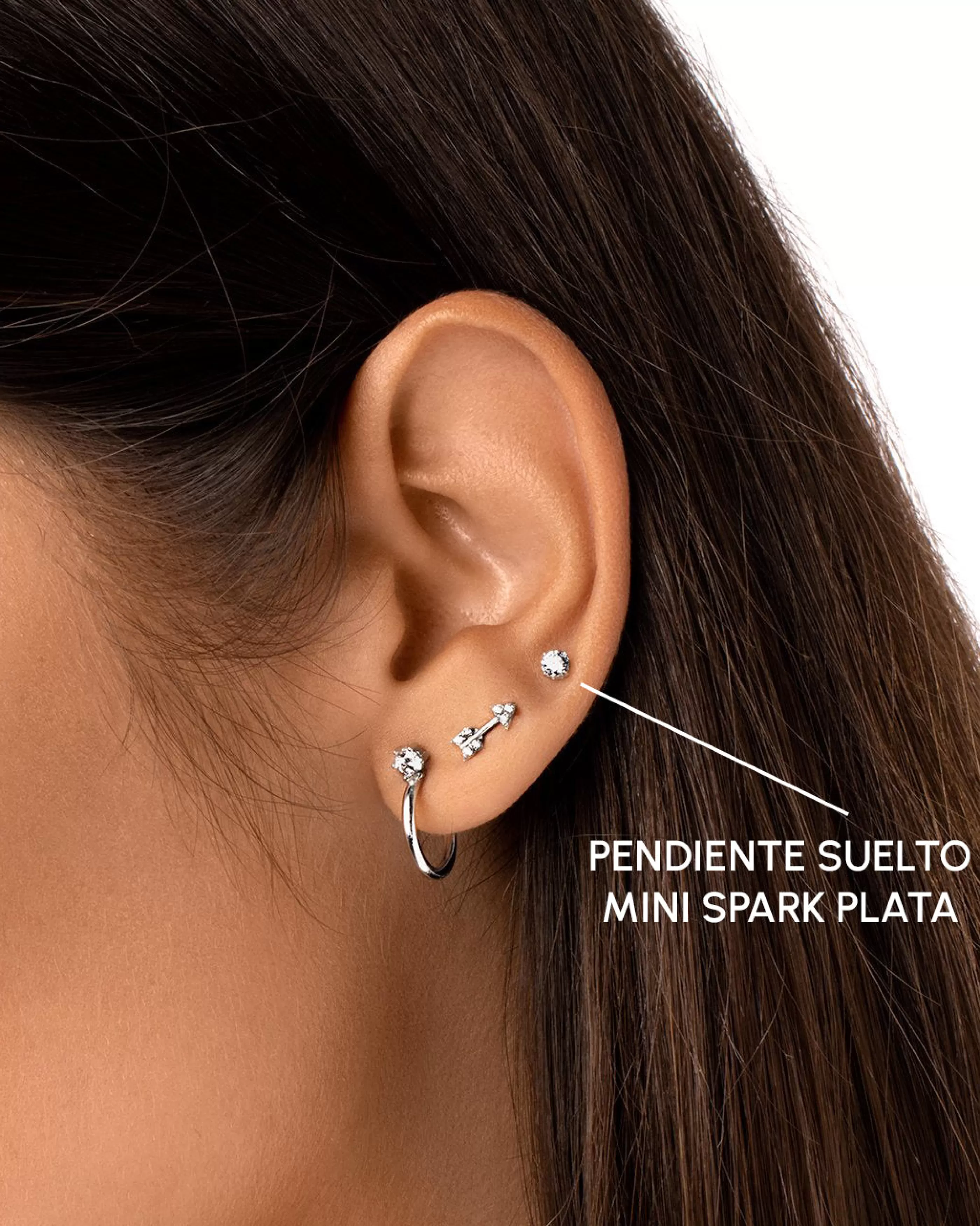SINGULARU Pendiente Suelto Mini Spark Plata- Pendientes Sueltos