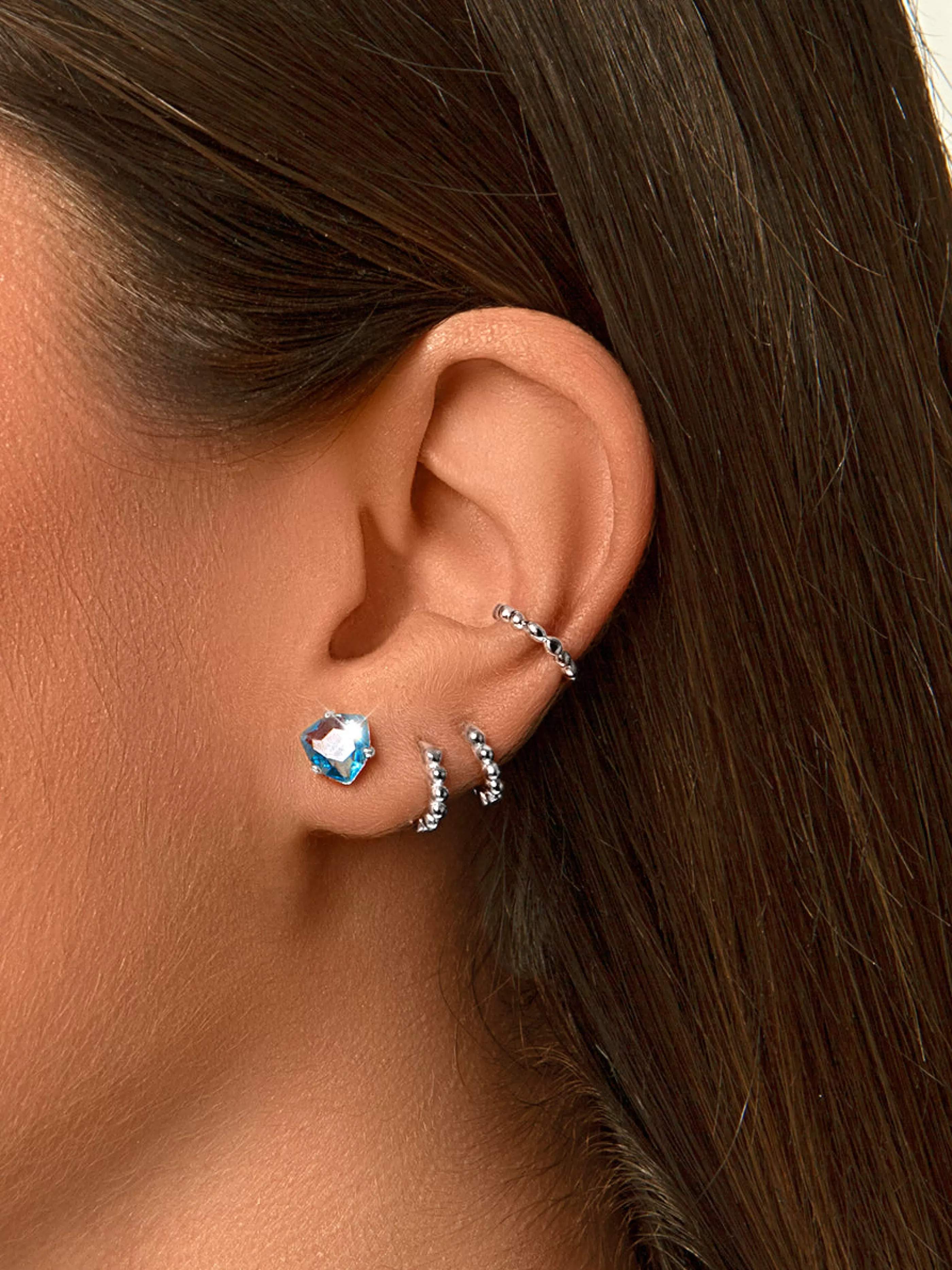 SINGULARU Pendiente Suelto Pebbles S Plata- Pendientes Sueltos