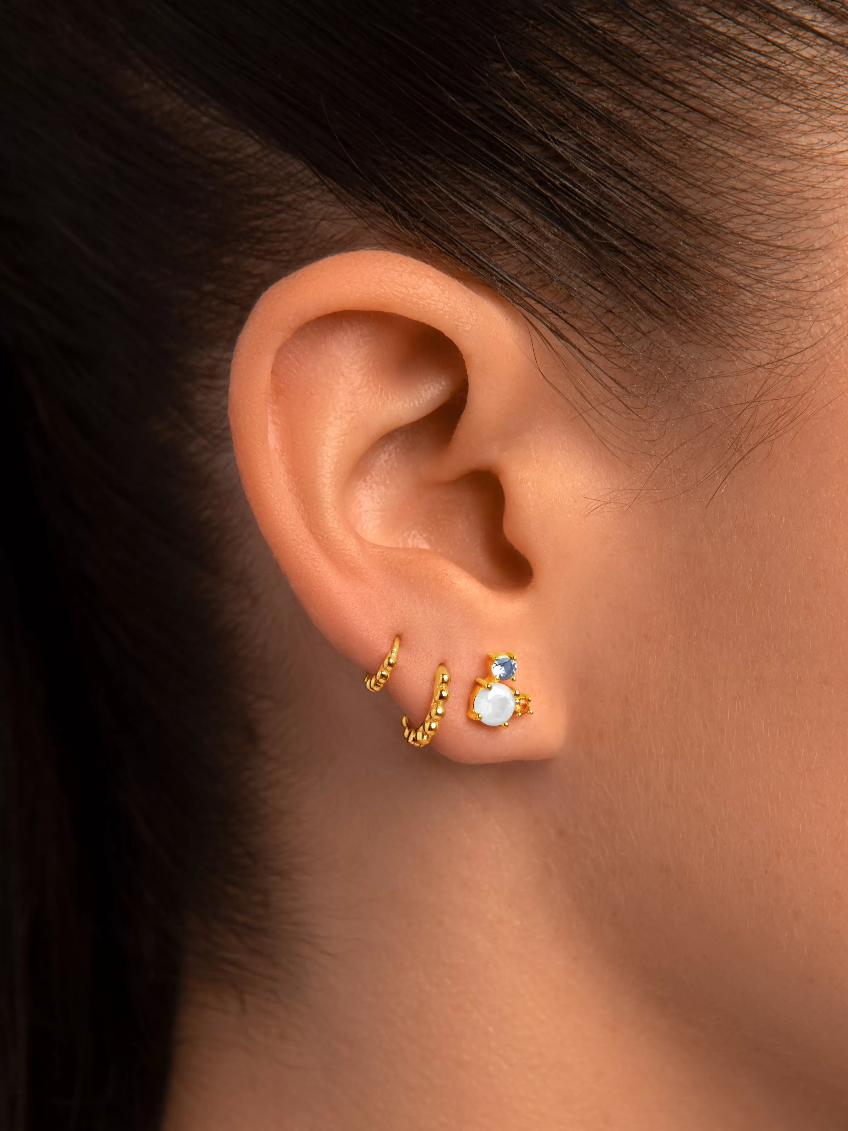 SINGULARU Pendiente Suelto Pebbles Xs Plata Bano Oro- Pendientes Sueltos