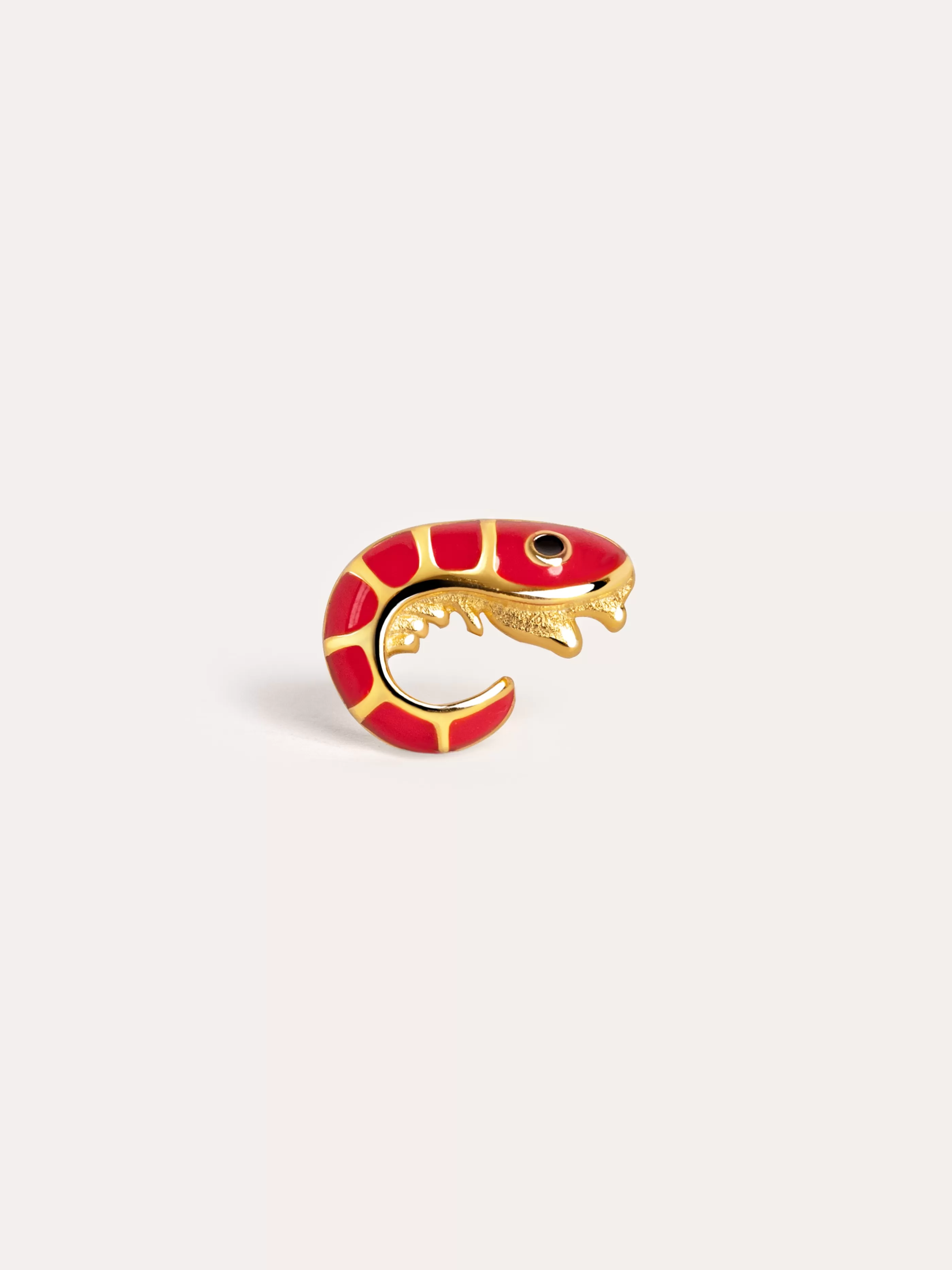 SINGULARU Pendiente Suelto Prawn Enamel Bano Oro- Pendientes Sueltos