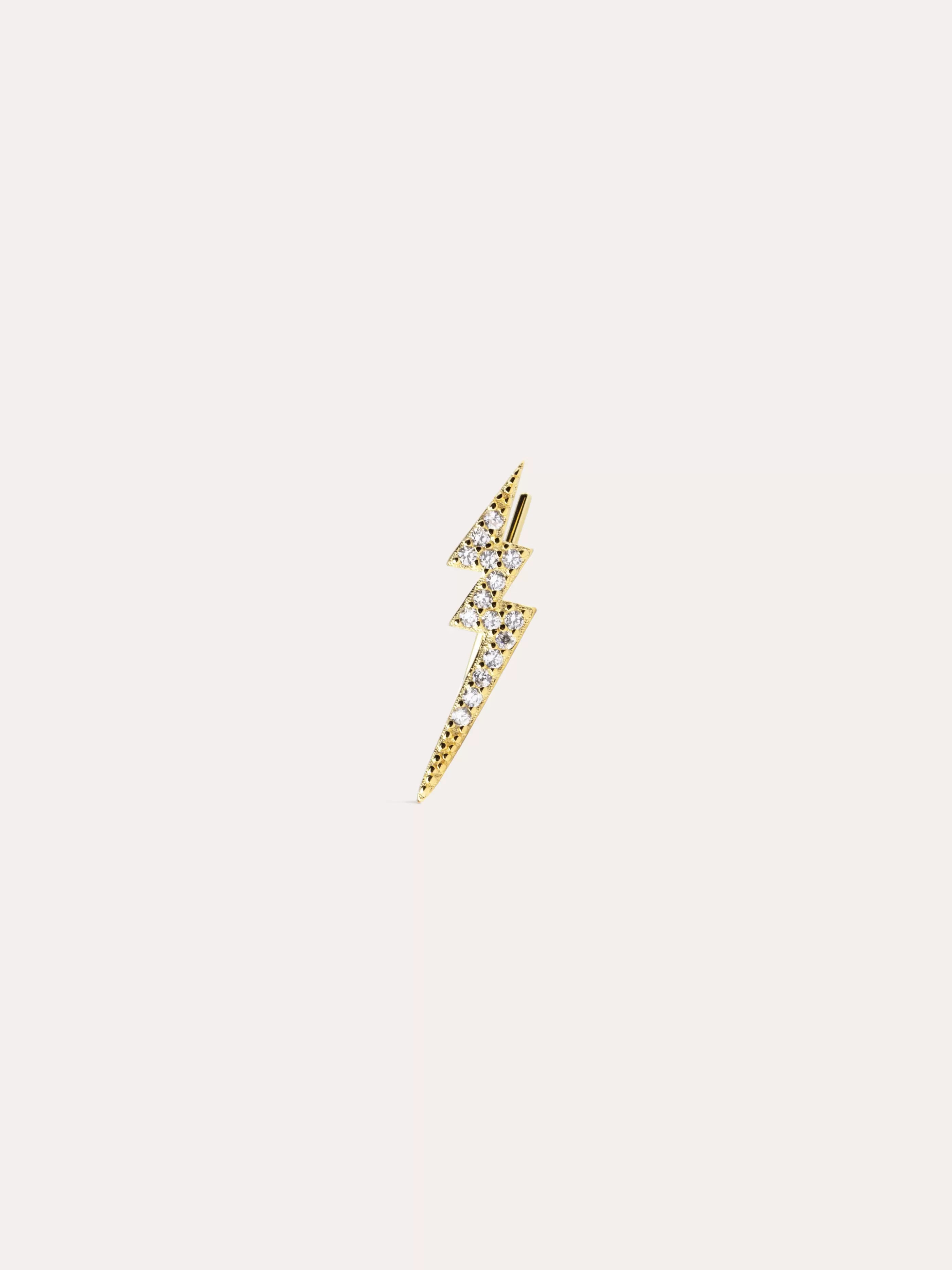 SINGULARU Pendiente Suelto Rayo Climber Plata Bano Oro- Pendientes Trepadores
