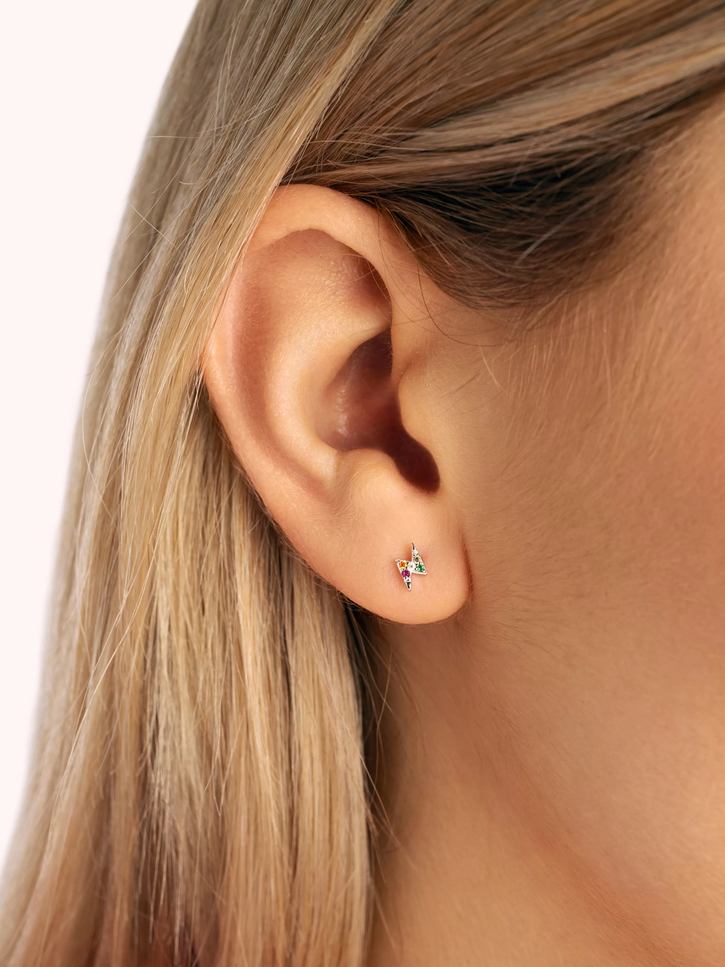 SINGULARU Pendiente Suelto Rayo Colors Plata- Pendientes Sueltos