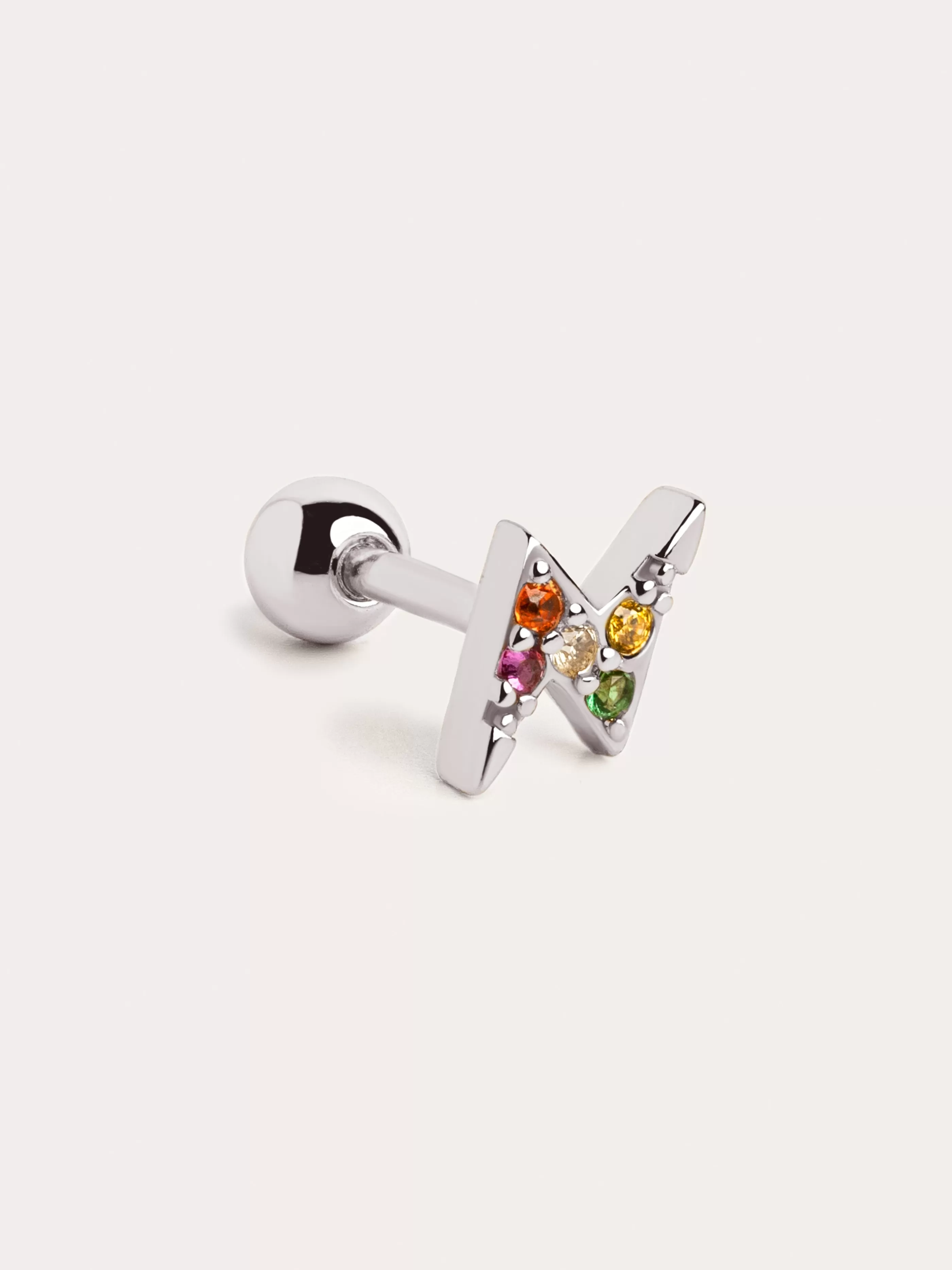 SINGULARU Pendiente Suelto Rayo Colors Plata- Pendientes Sueltos