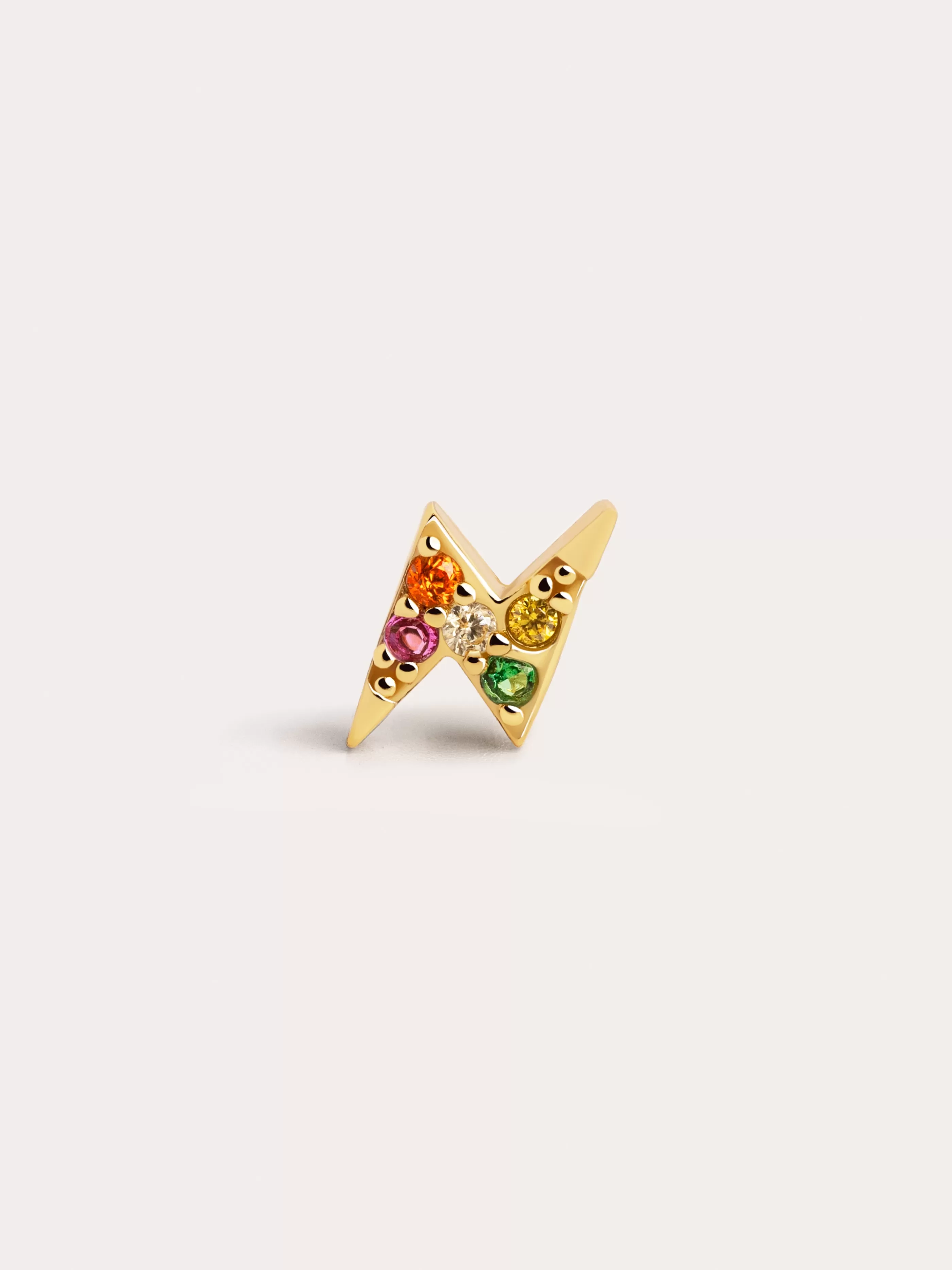 SINGULARU Pendiente Suelto Rayo Colors Plata Bano Oro- Pendientes Sueltos