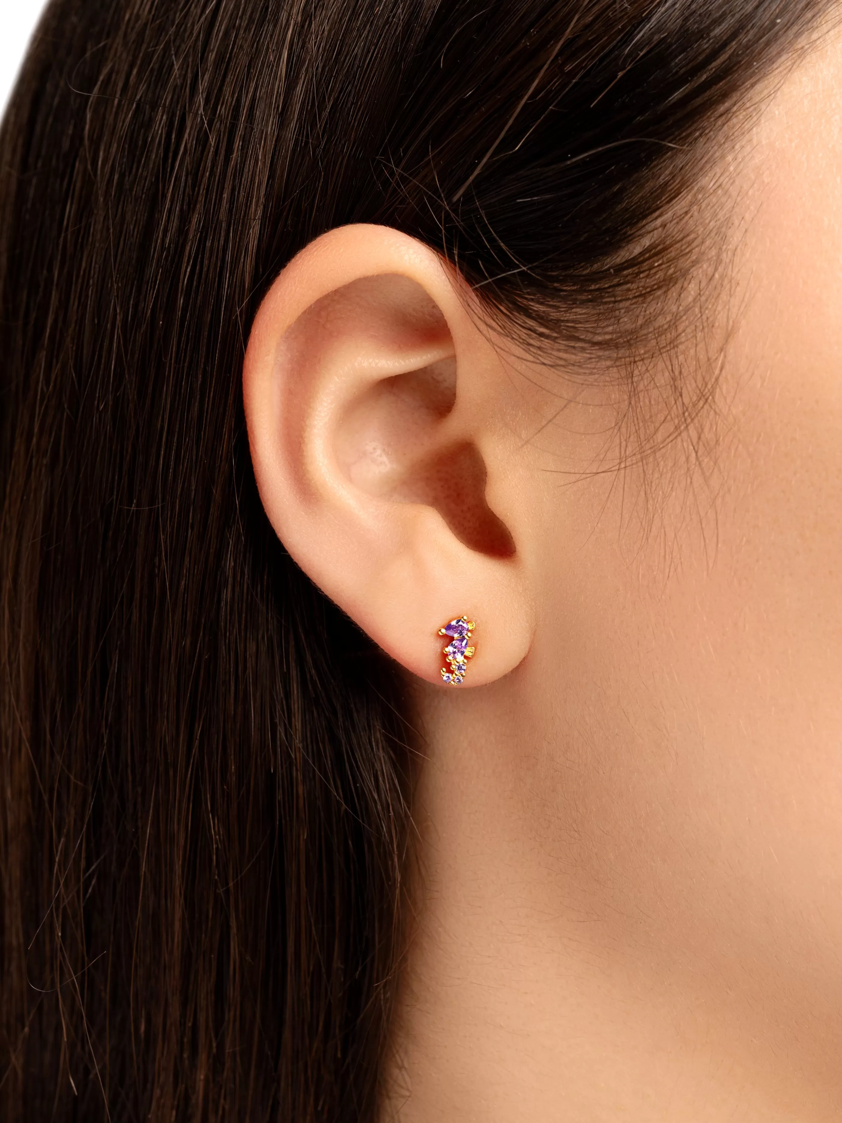 SINGULARU Pendiente Suelto Sea Seahorse Plata Bano Oro- Pendientes Sueltos