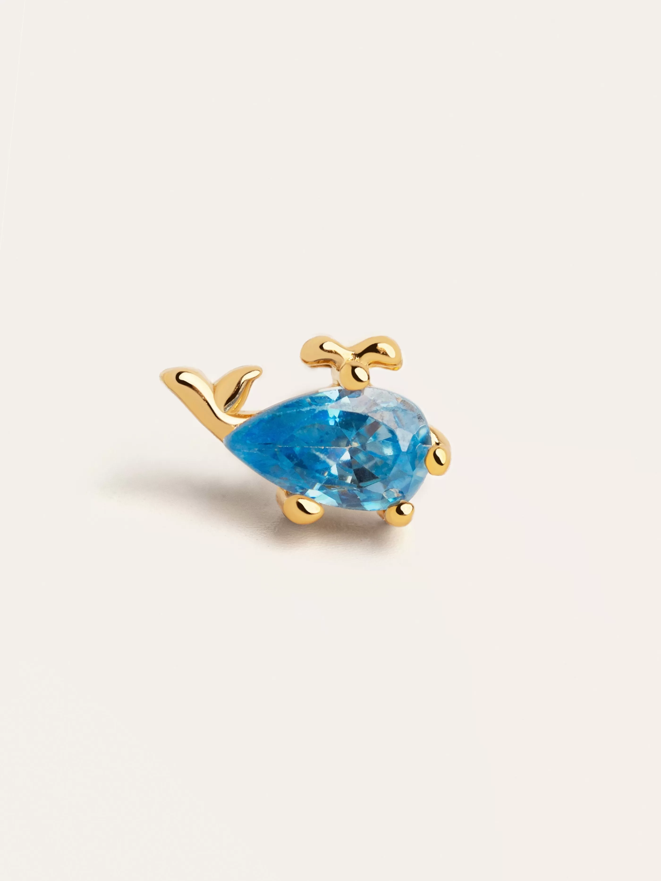 SINGULARU Pendiente Suelto Sea Whale Plata Bano Oro- Pendientes Sueltos