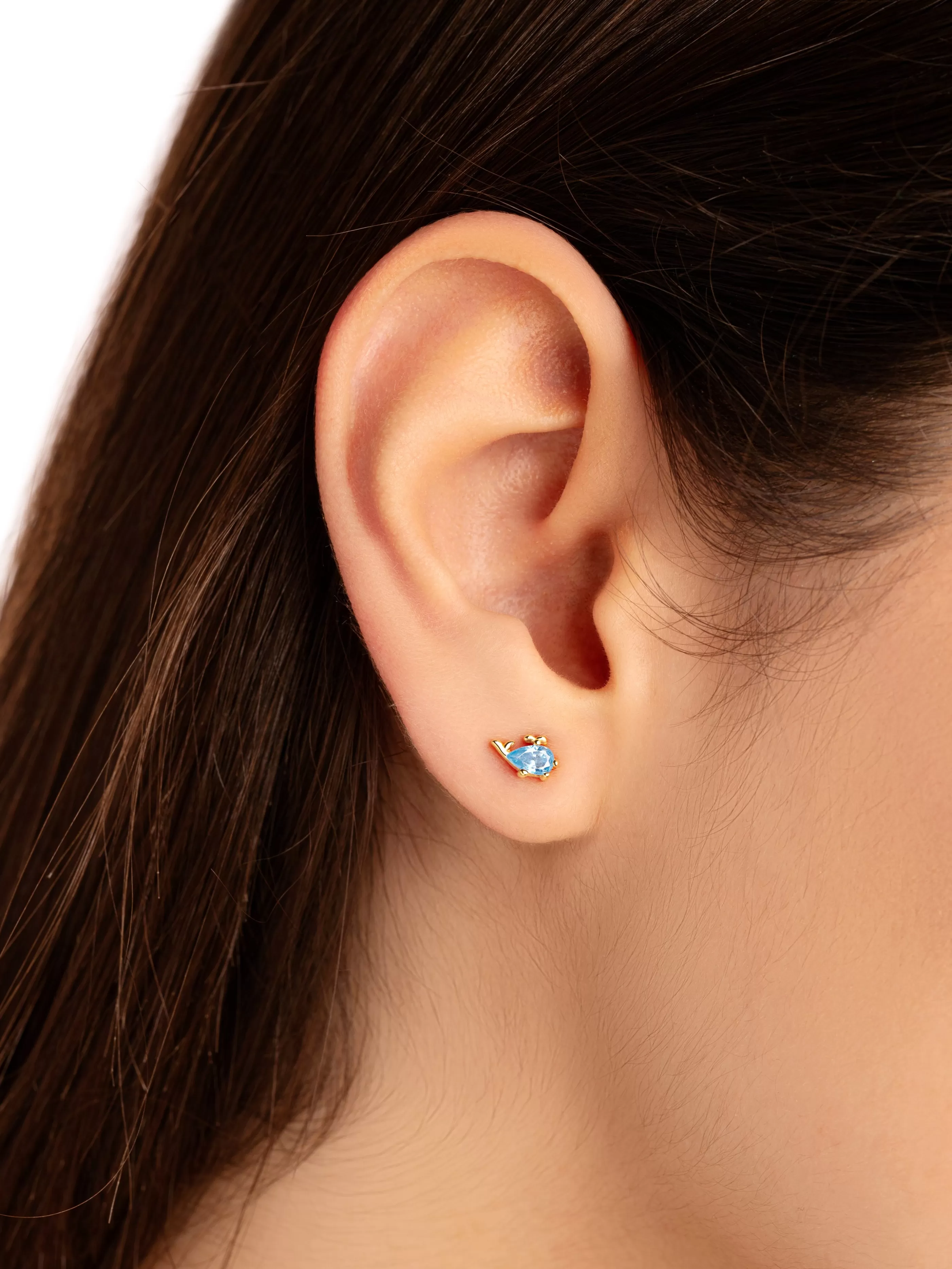 SINGULARU Pendiente Suelto Sea Whale Plata Bano Oro- Pendientes Sueltos