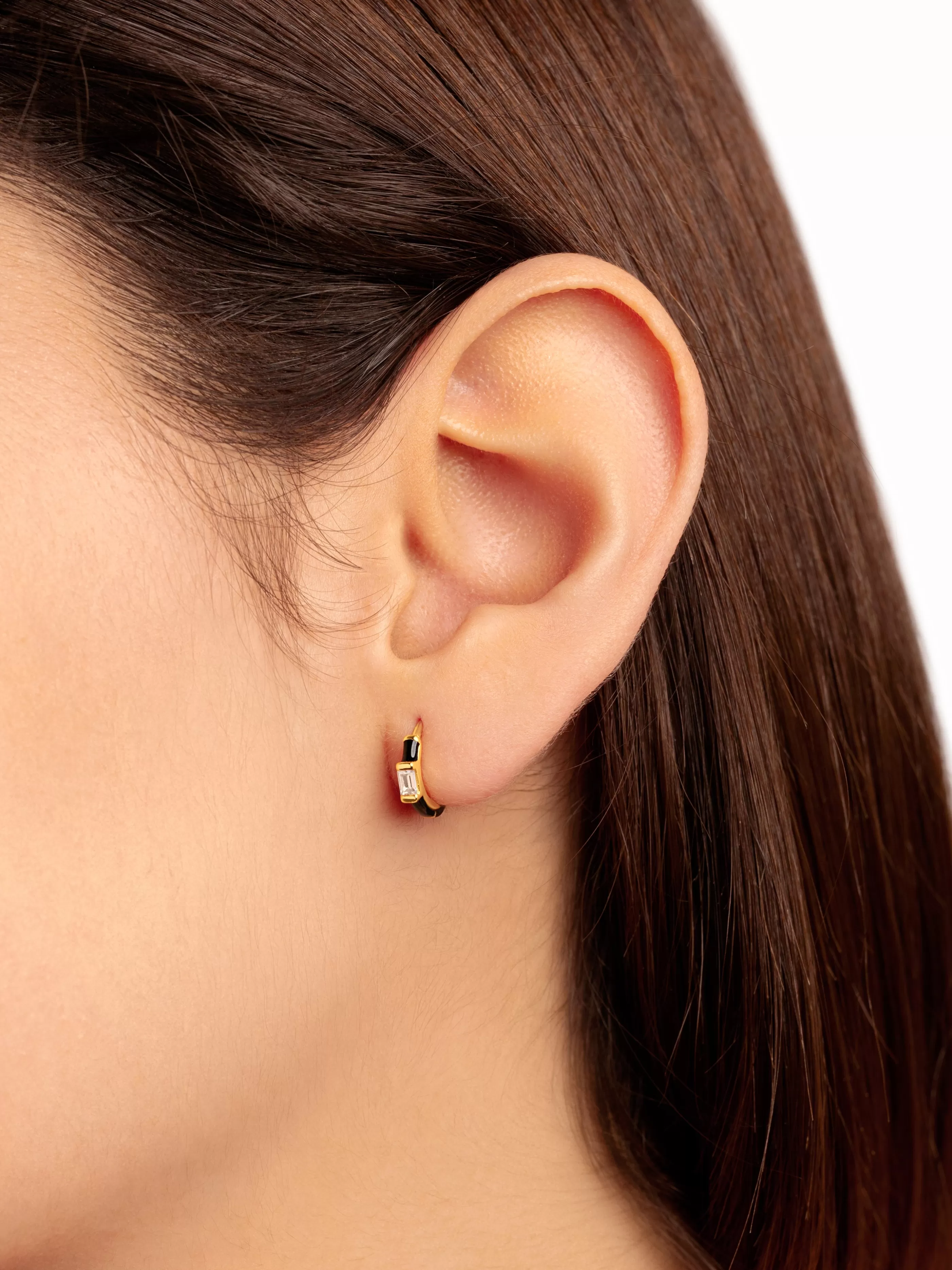 SINGULARU Pendiente Suelto Sia Black Enamel Plata Bano Oro- Pendientes De Colores