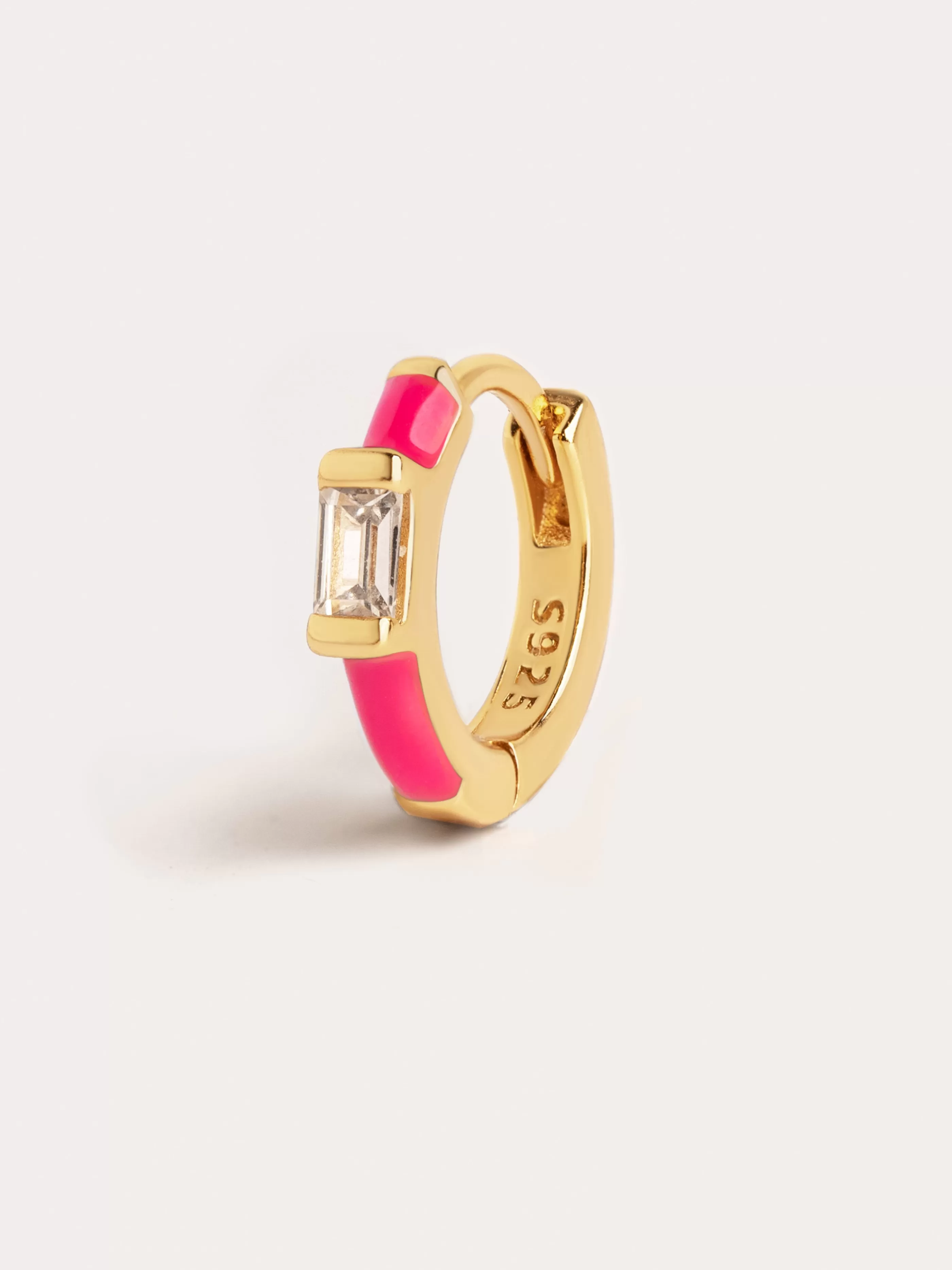 SINGULARU Pendiente Suelto Sia Fucsia Enamel Plata Bano Oro- Pendientes Sueltos