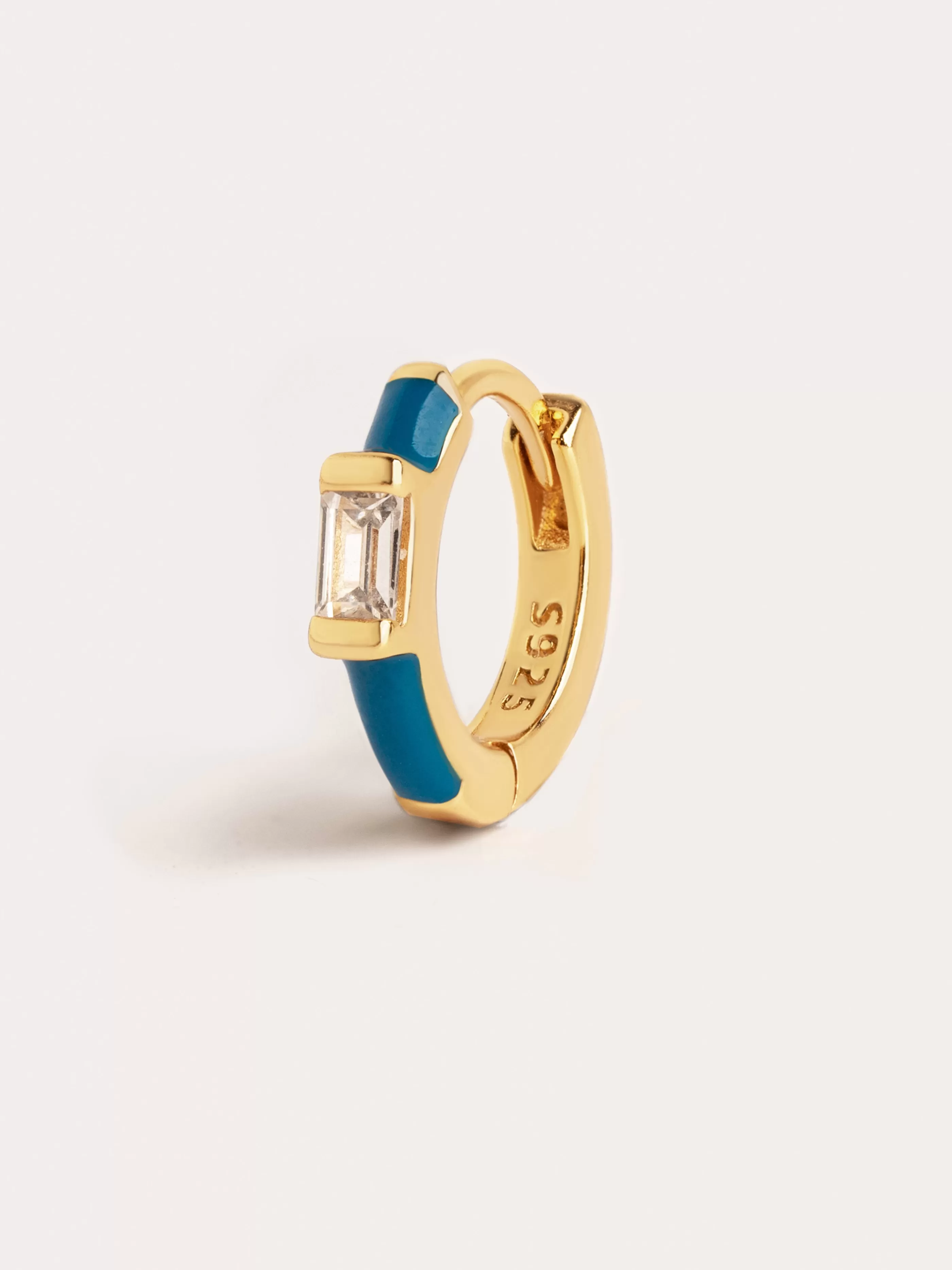 SINGULARU Pendiente Suelto Sia Navy Enamel Plata Bano Oro- Pendientes De Colores