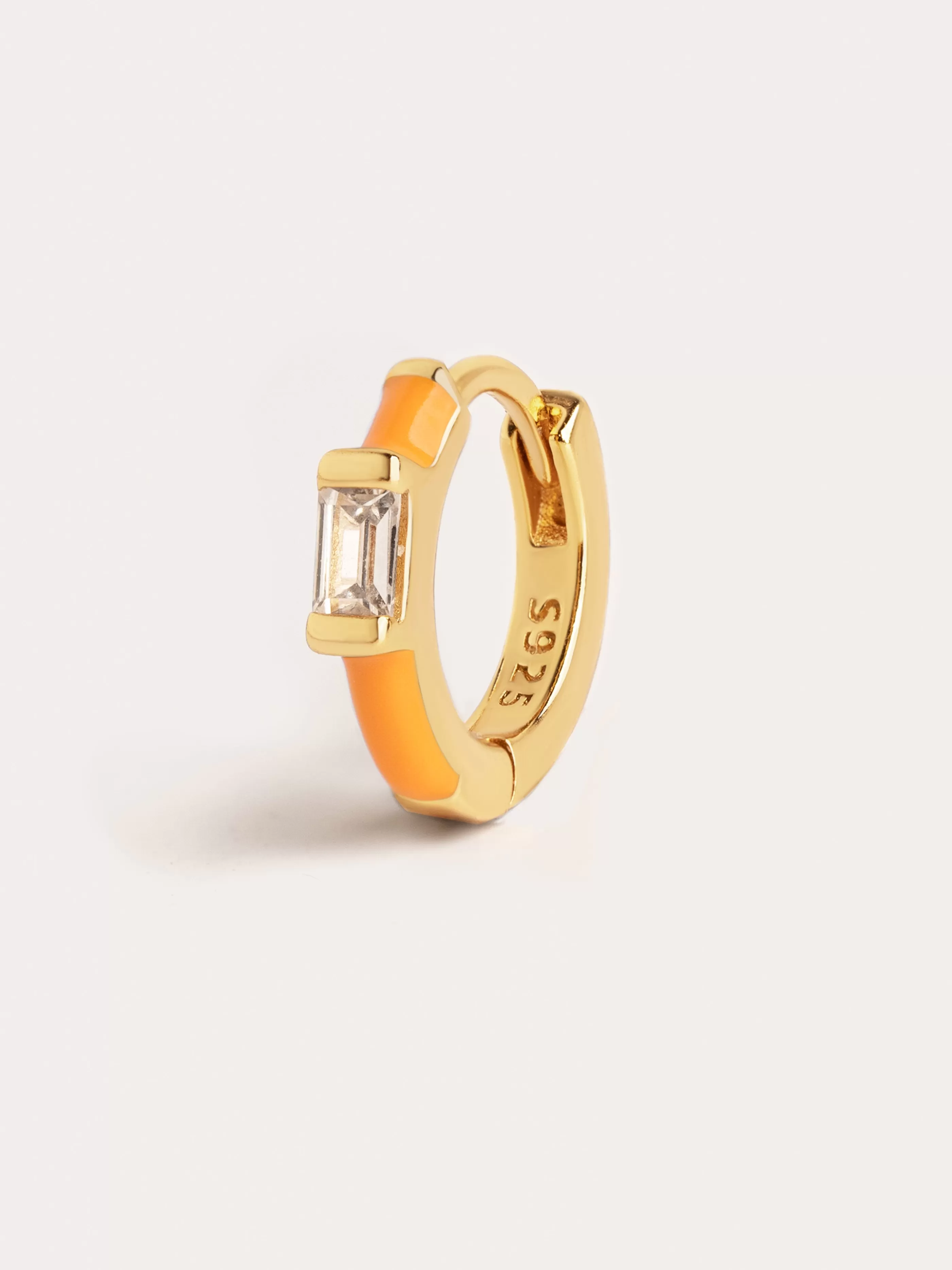 SINGULARU Pendiente Suelto Sia Orange Enamel Plata Bano Oro- Pendientes De Colores