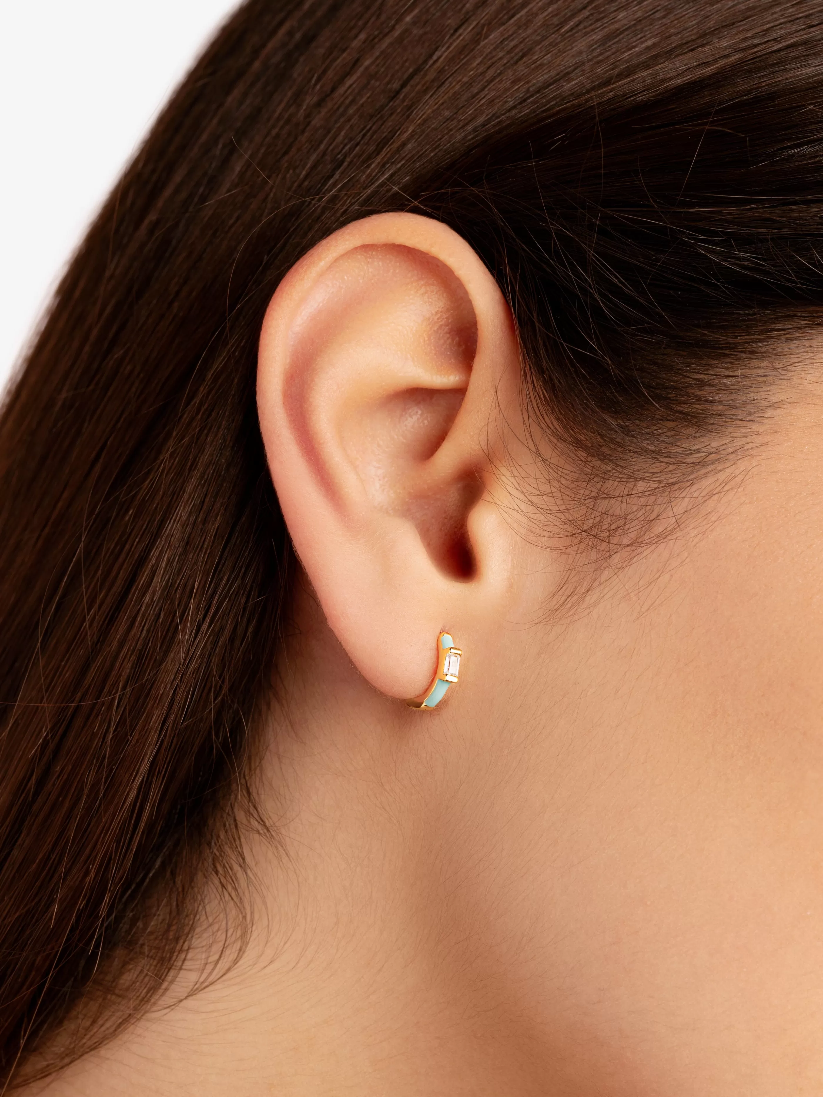 SINGULARU Pendiente Suelto Sia Sky Enamel Plata Bano Oro- Pendientes Sueltos