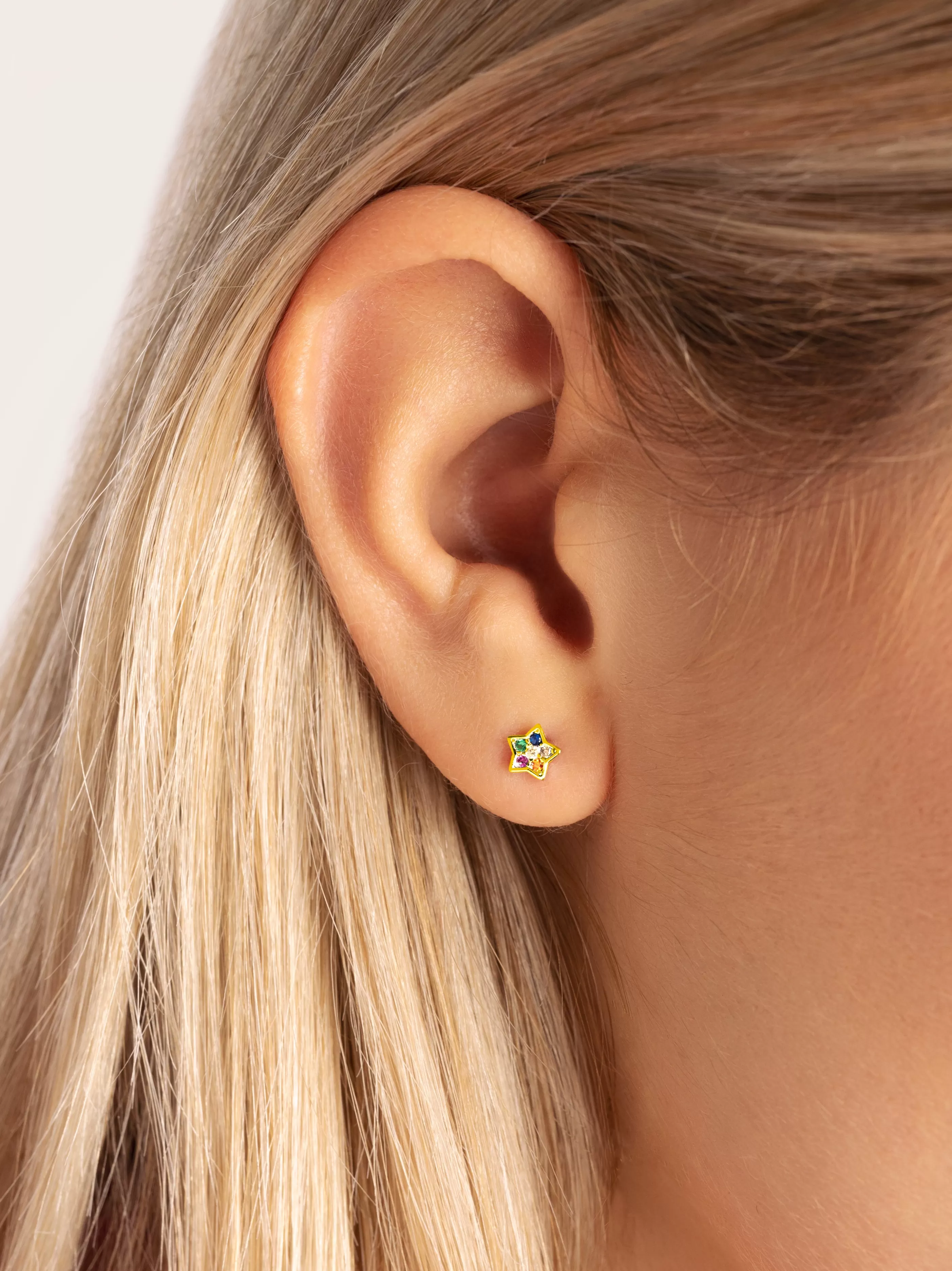SINGULARU Pendiente Suelto Star Colors Plata Bano Oro- Pendientes Sueltos