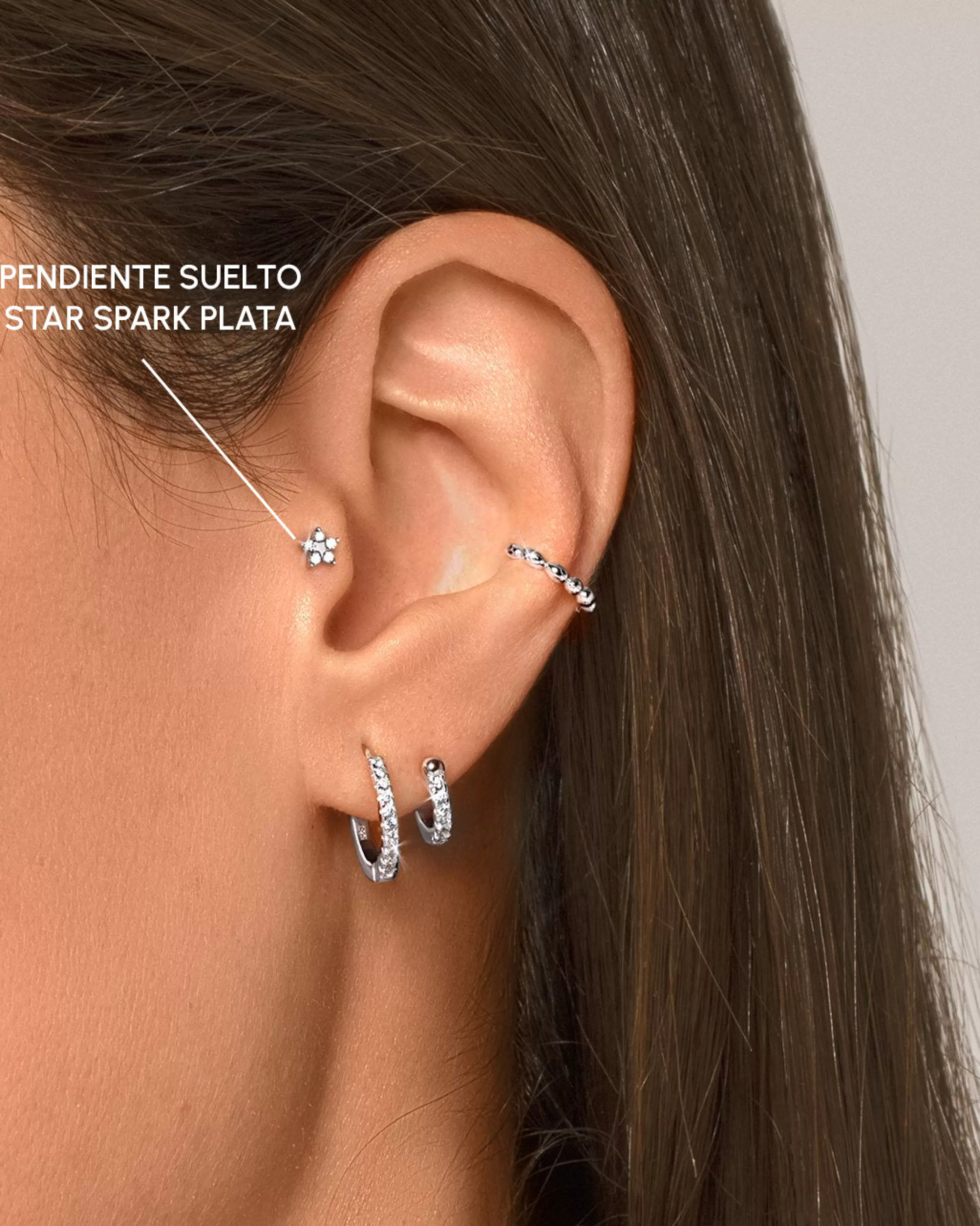 SINGULARU Pendiente Suelto Star Spark Plata- Pendientes Sueltos