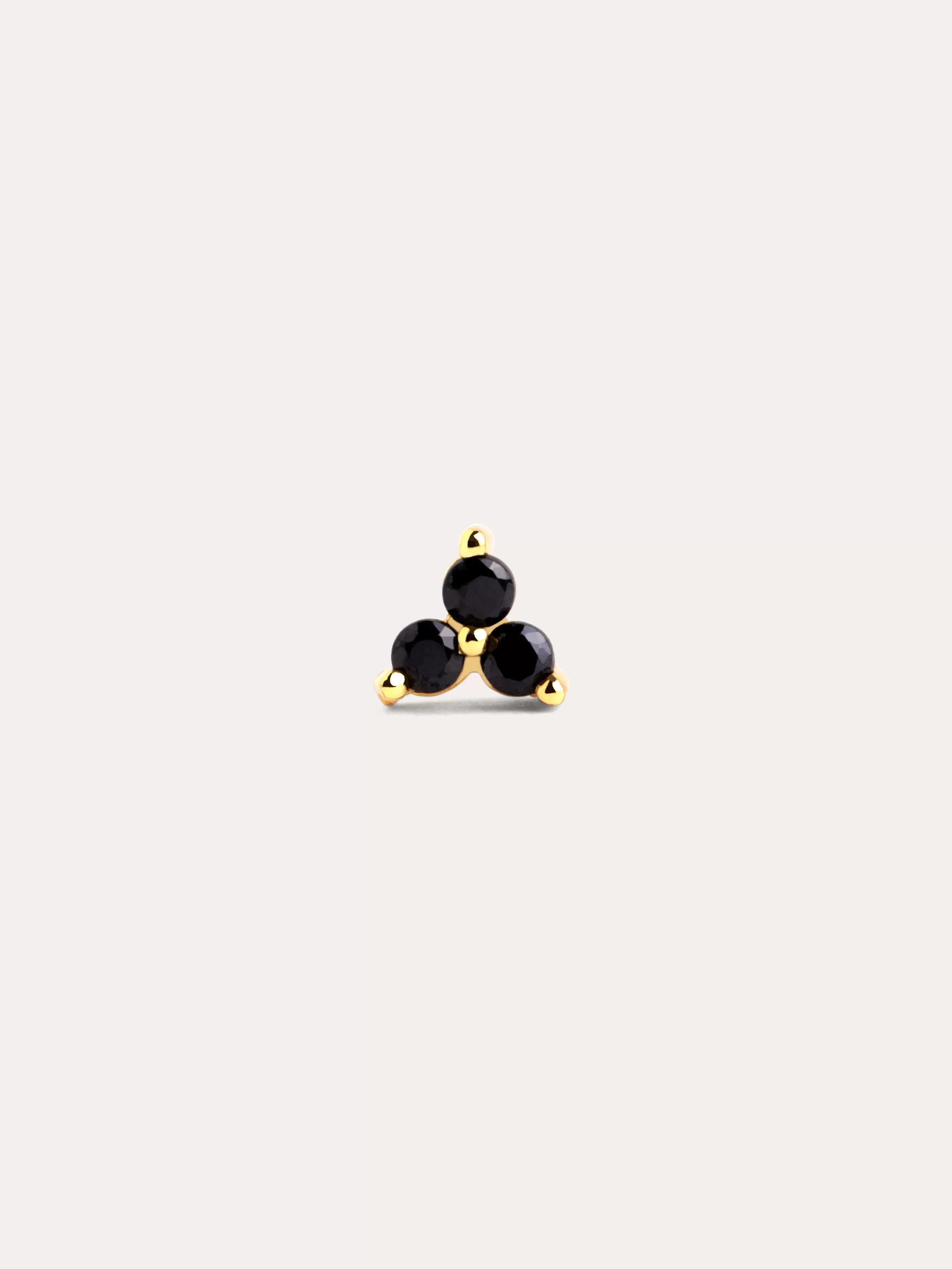 SINGULARU Pendiente Suelto Trebol Black Plata Bano Oro- Pendientes Sueltos