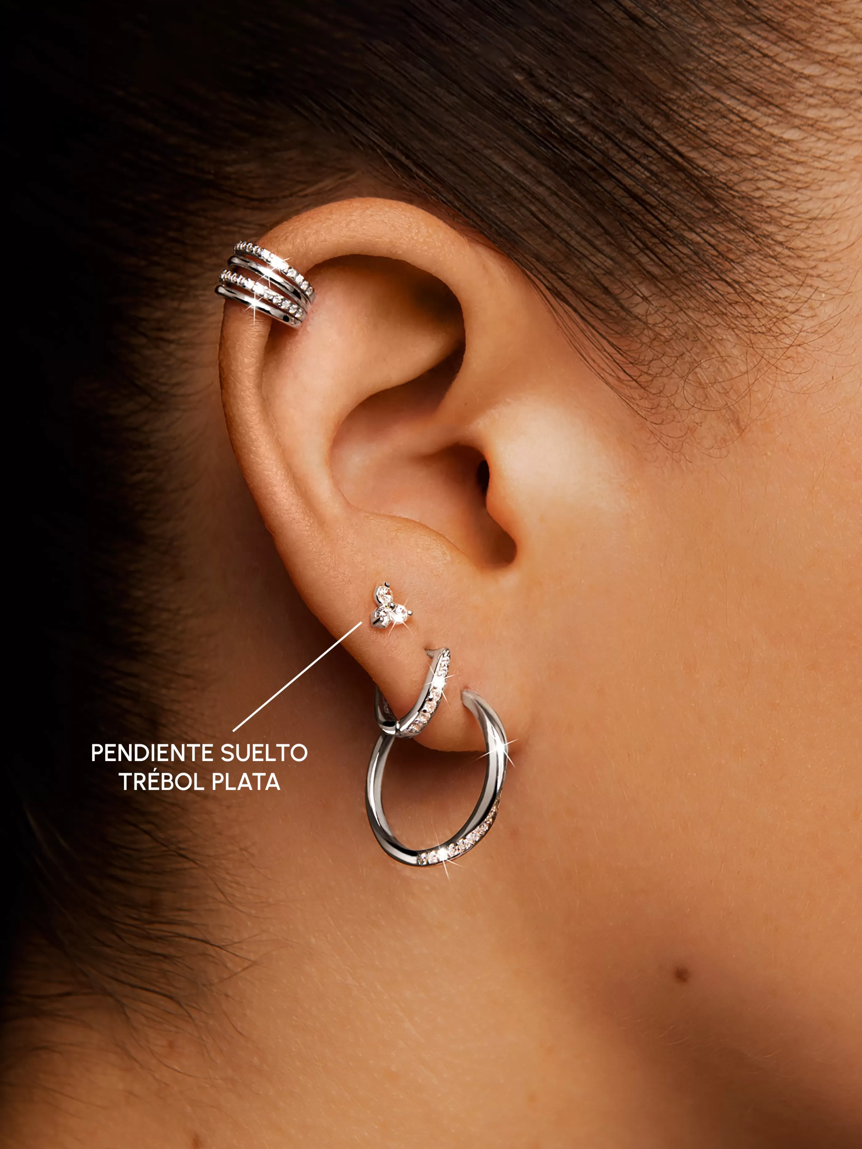 SINGULARU Pendiente Suelto Trebol Plata- Pendientes Sueltos