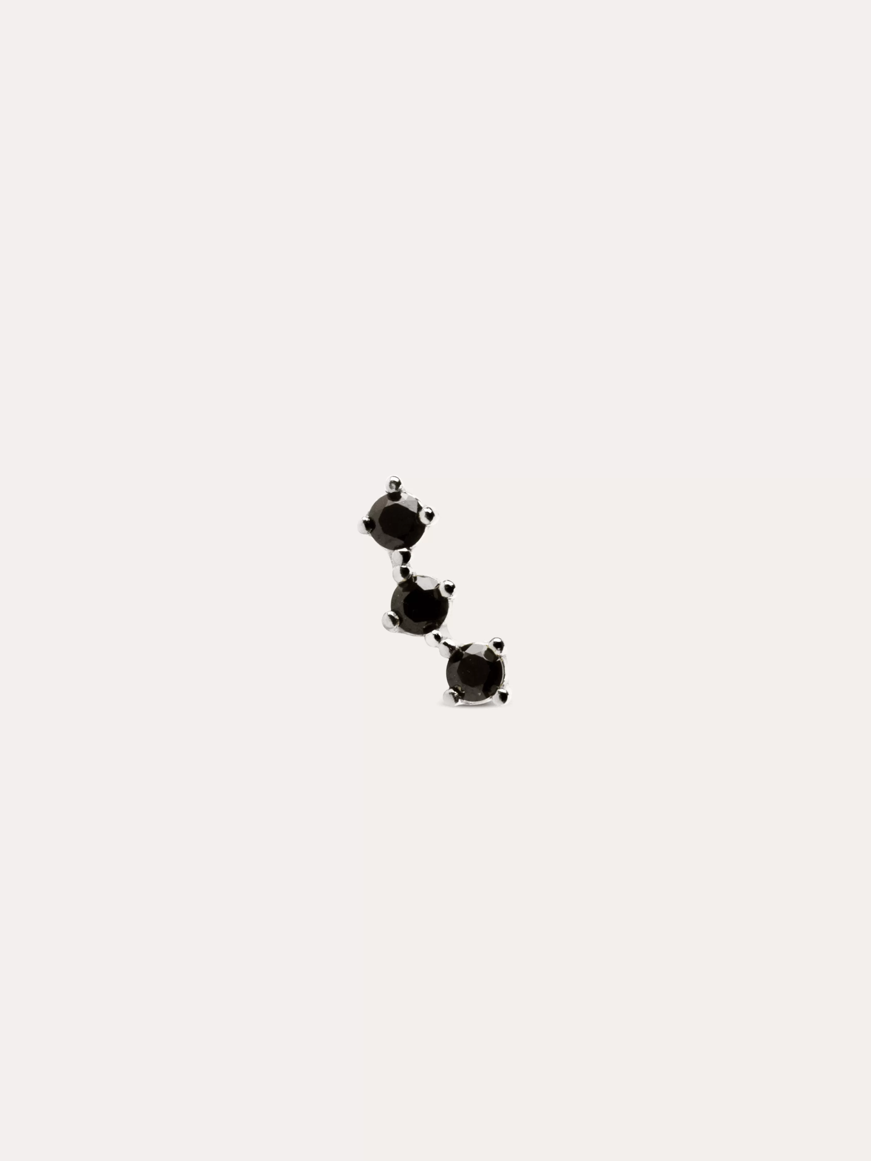 SINGULARU Pendiente Suelto Triple Spark Black Plata- Pendientes Sueltos