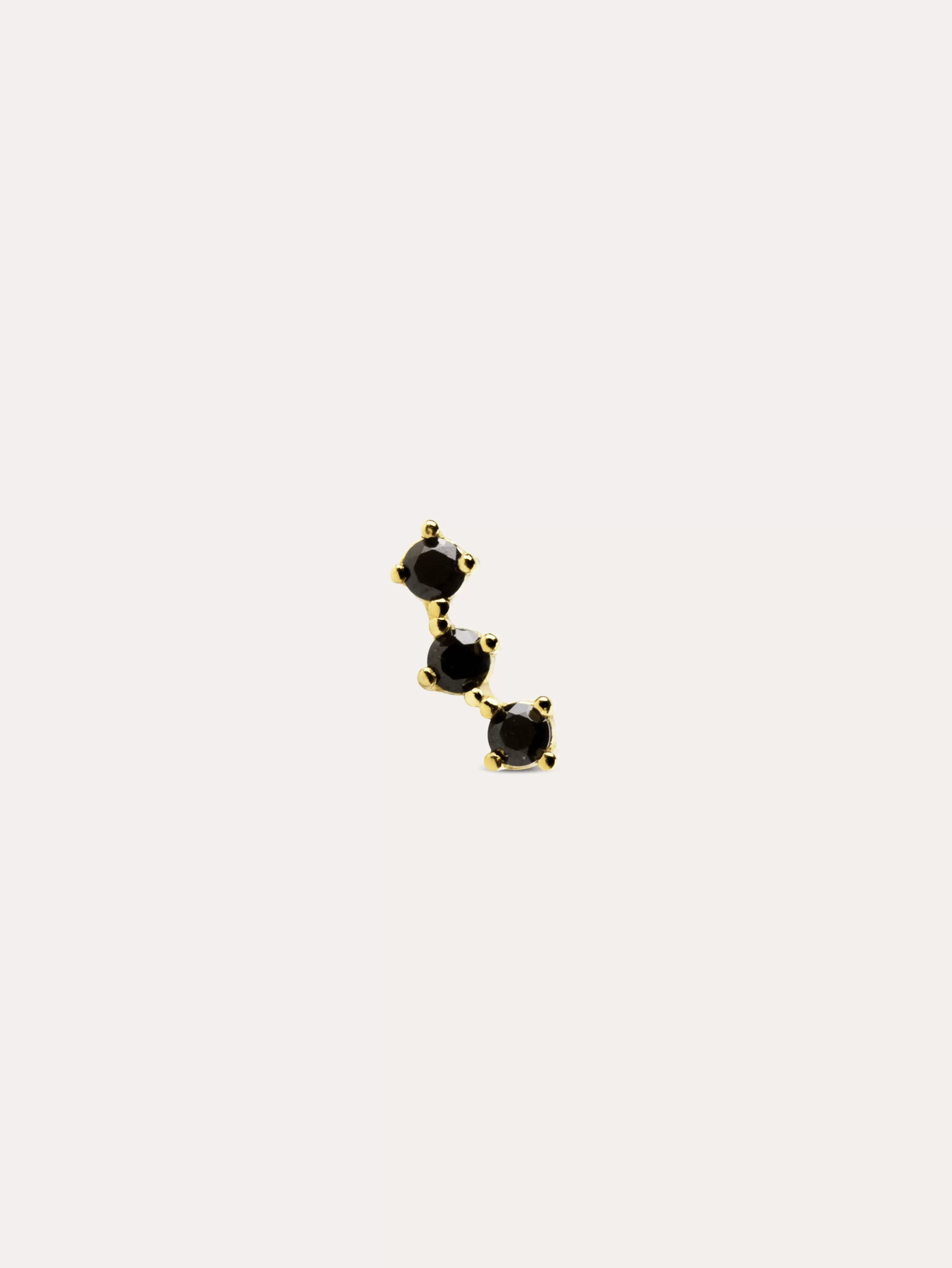 SINGULARU Pendiente Suelto Triple Spark Black Plata Bano Oro- Pendientes Sueltos