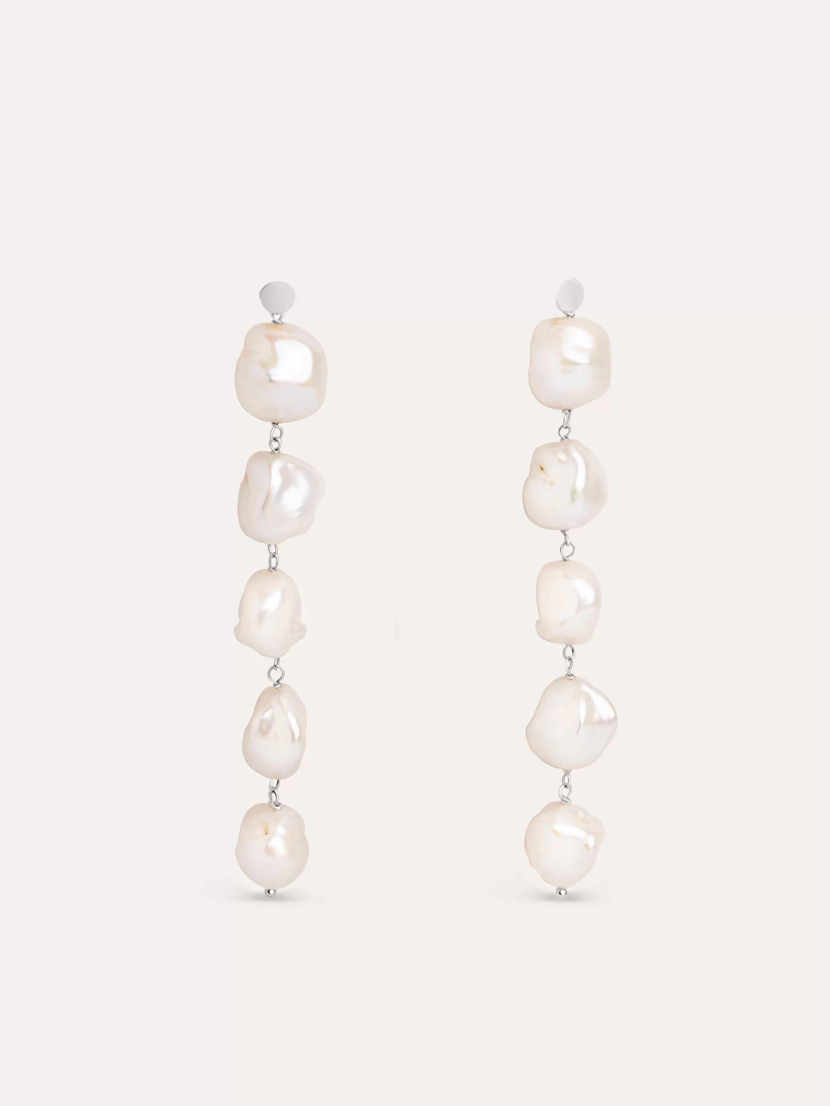 SINGULARU Pendientes 5 Bean Pearls Plata- Pendientes De Fiesta