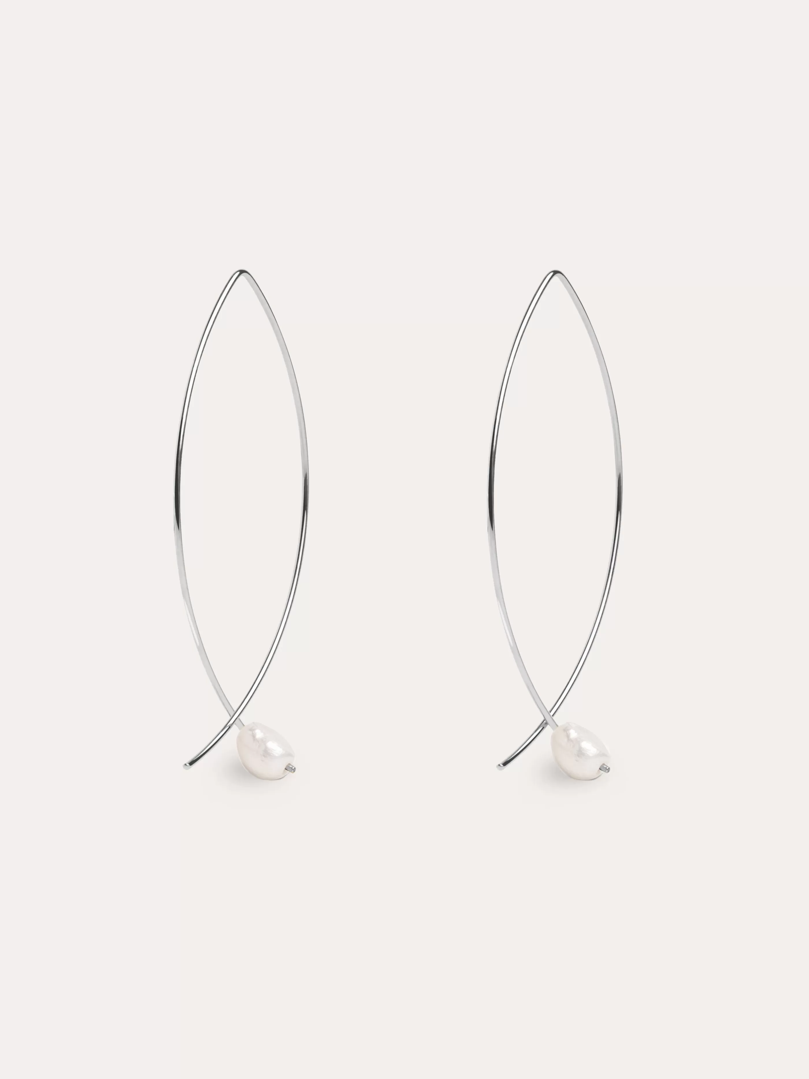 SINGULARU Pendientes Arch Bean Pearl Plata- Pendientes De Fiesta