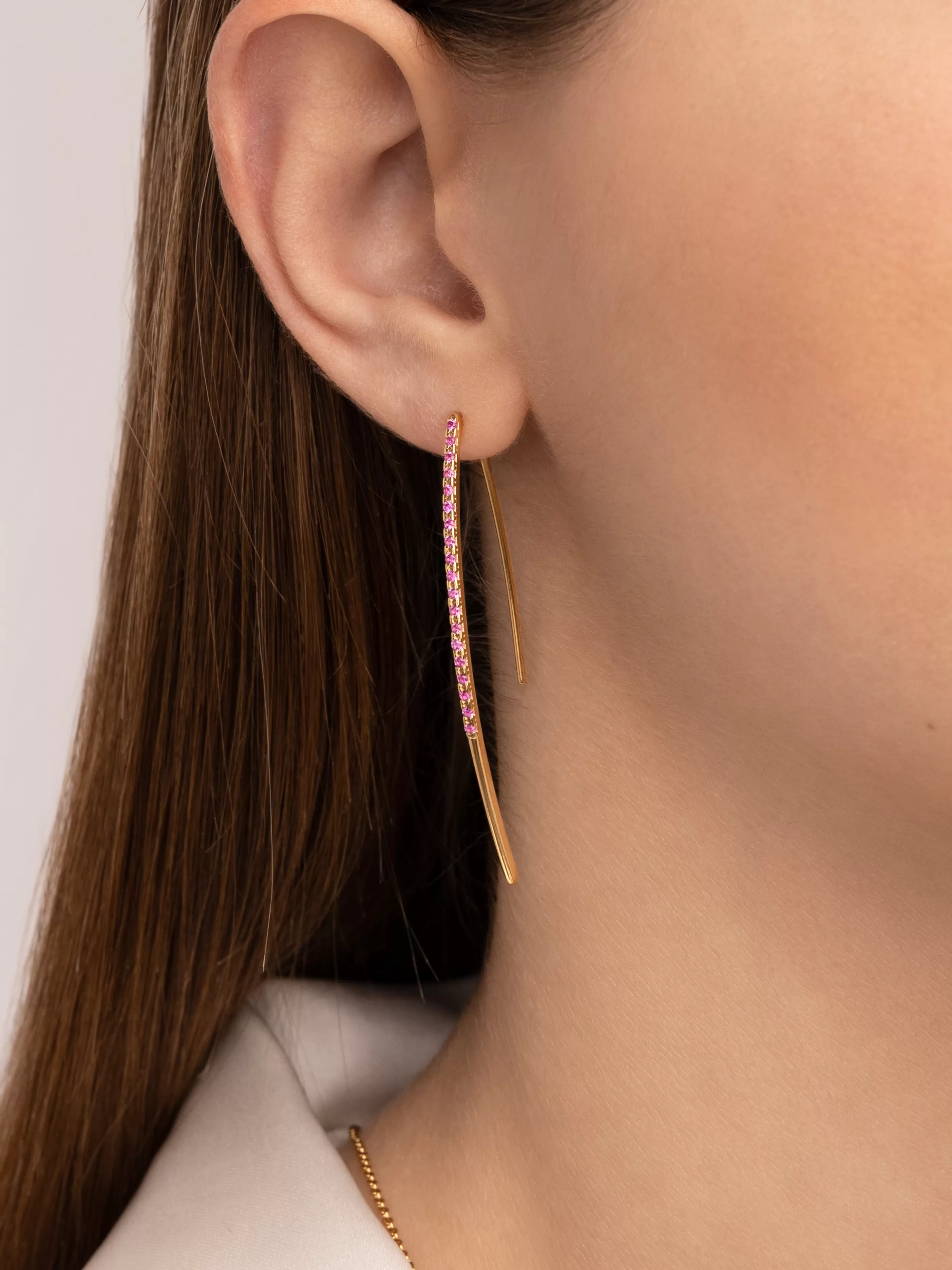 SINGULARU Pendientes Arch Raspberry Sparks Plata Bano Oro- Pendientes De Colores