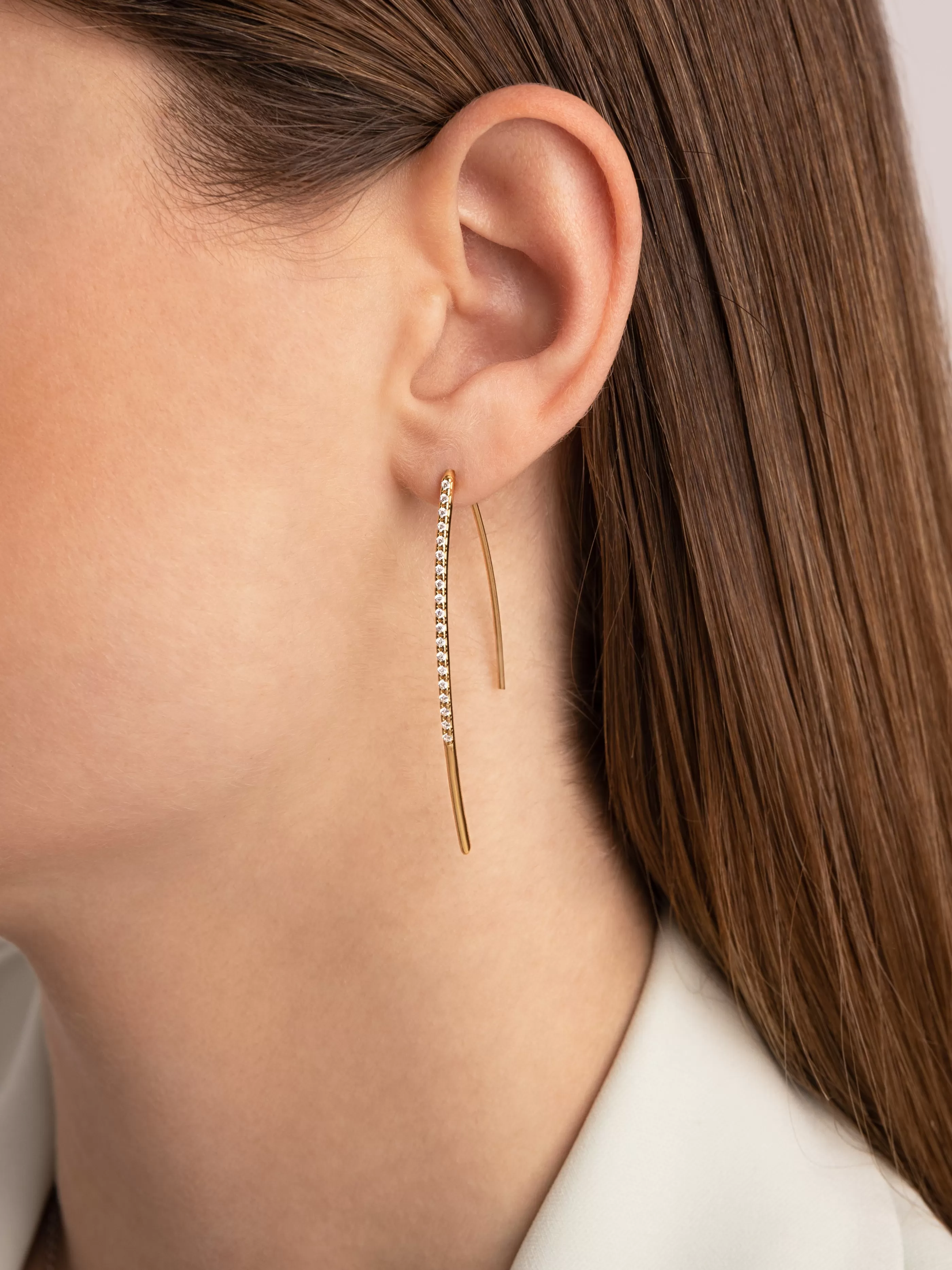 SINGULARU Pendientes Arch Sparks Plata Bano Oro- Pendientes De Fiesta