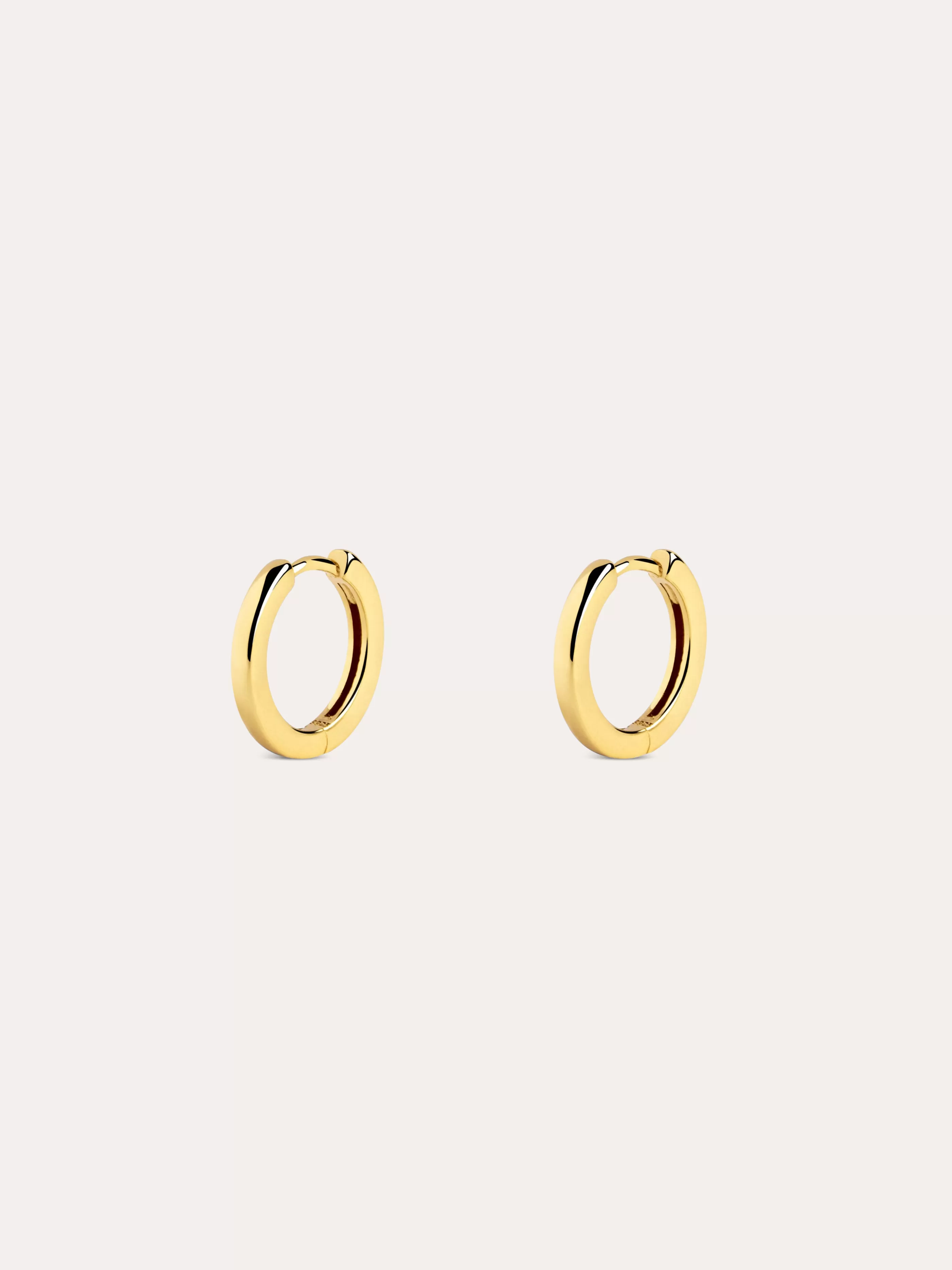 SINGULARU Pendientes Aro 10Mm Plata Bano Oro- Aros