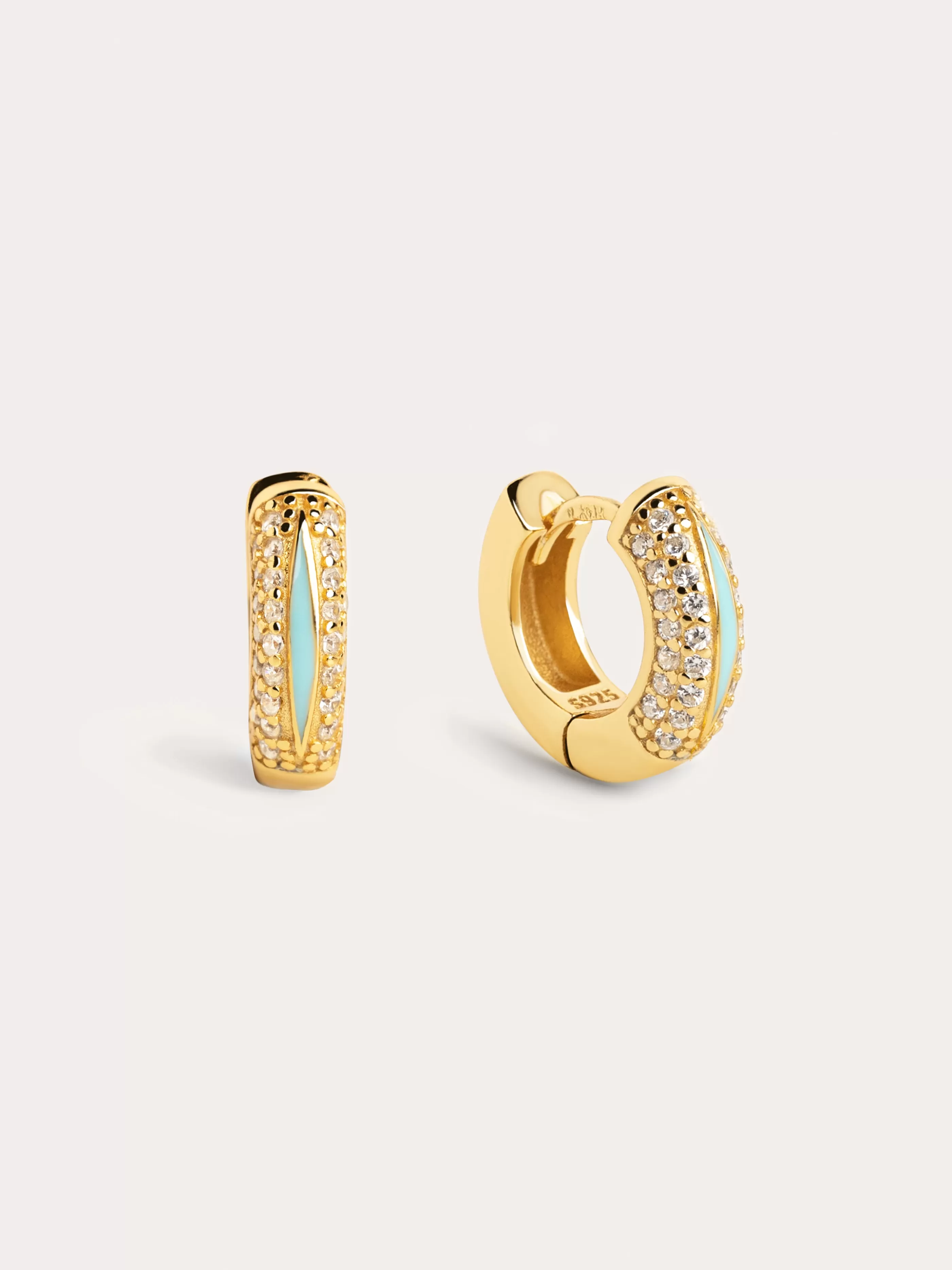 SINGULARU Pendientes Aro Bold Sky Enamel Plata Bano Oro- Pendientes De Colores