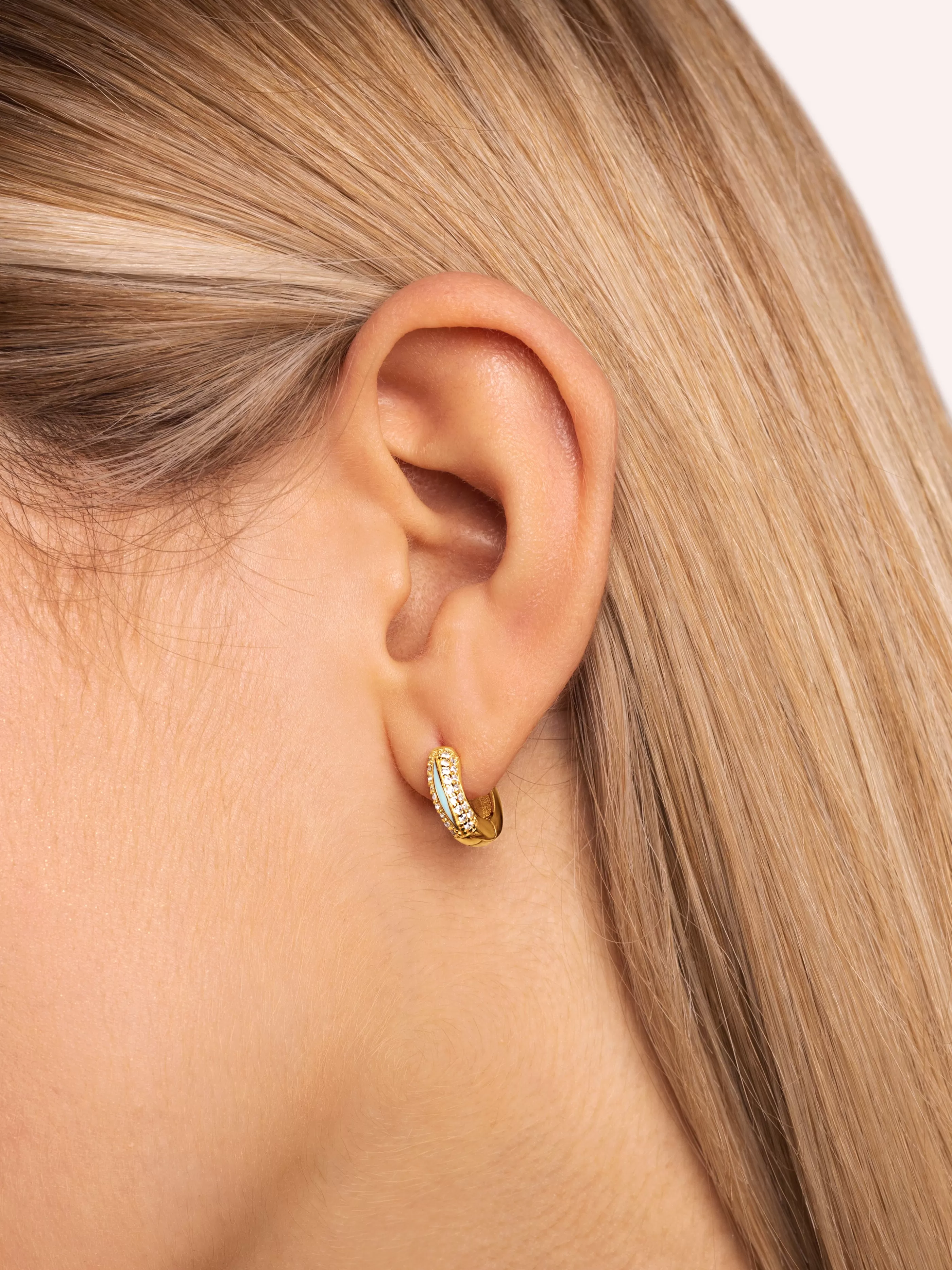 SINGULARU Pendientes Aro Bold Sky Enamel Plata Bano Oro- Pendientes De Colores