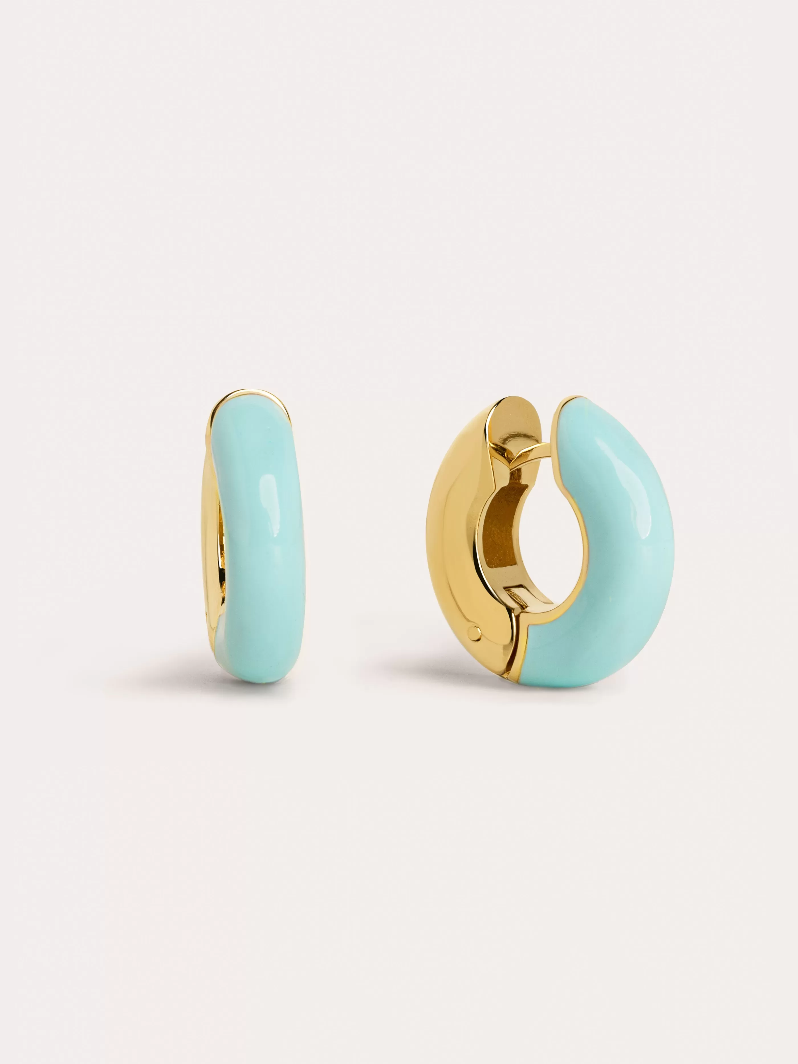 SINGULARU Pendientes Aro Bulky Sky Enamel Bano Oro- Aros